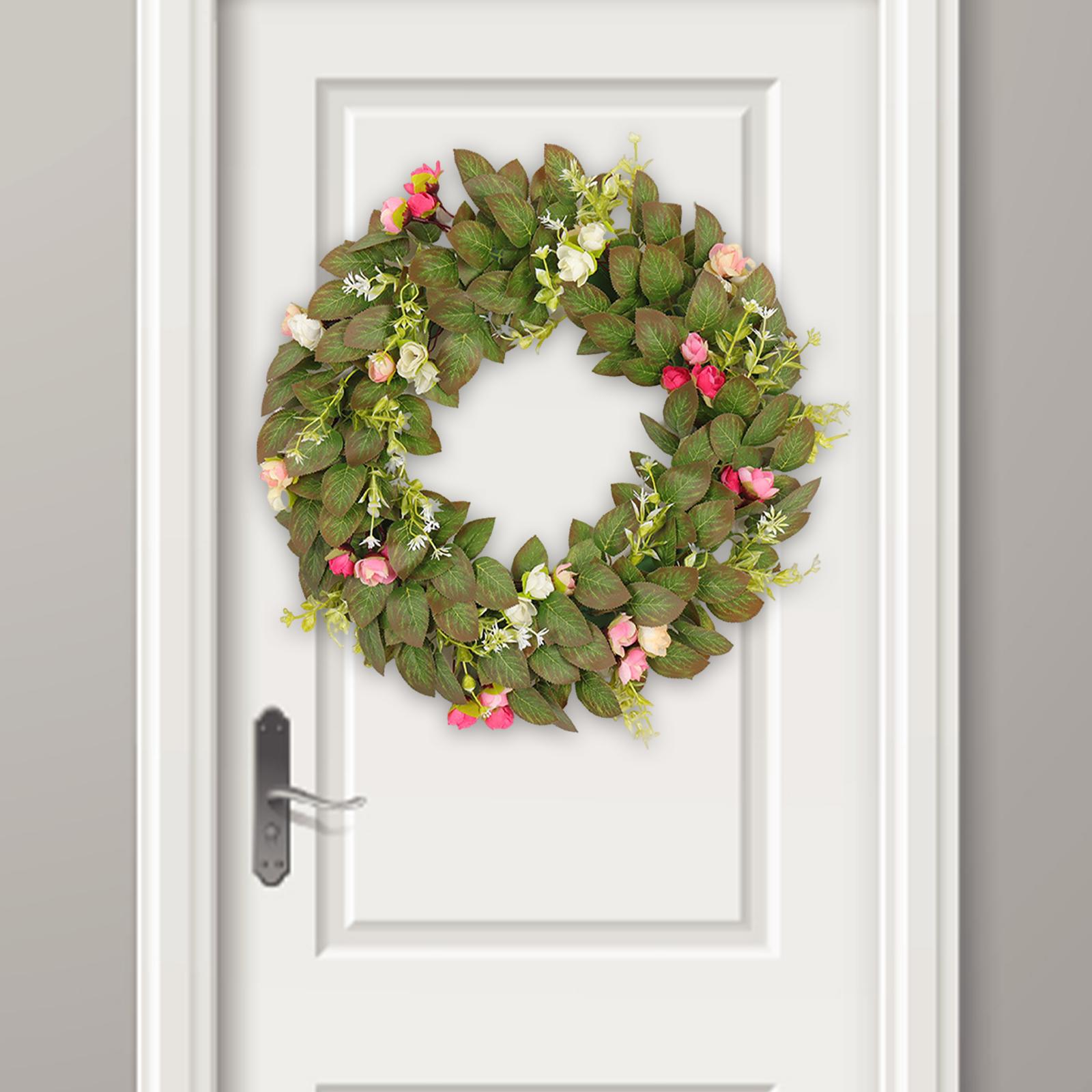 45cm Vivid Door Wreath Christmas Garland Green Leaves Small flower