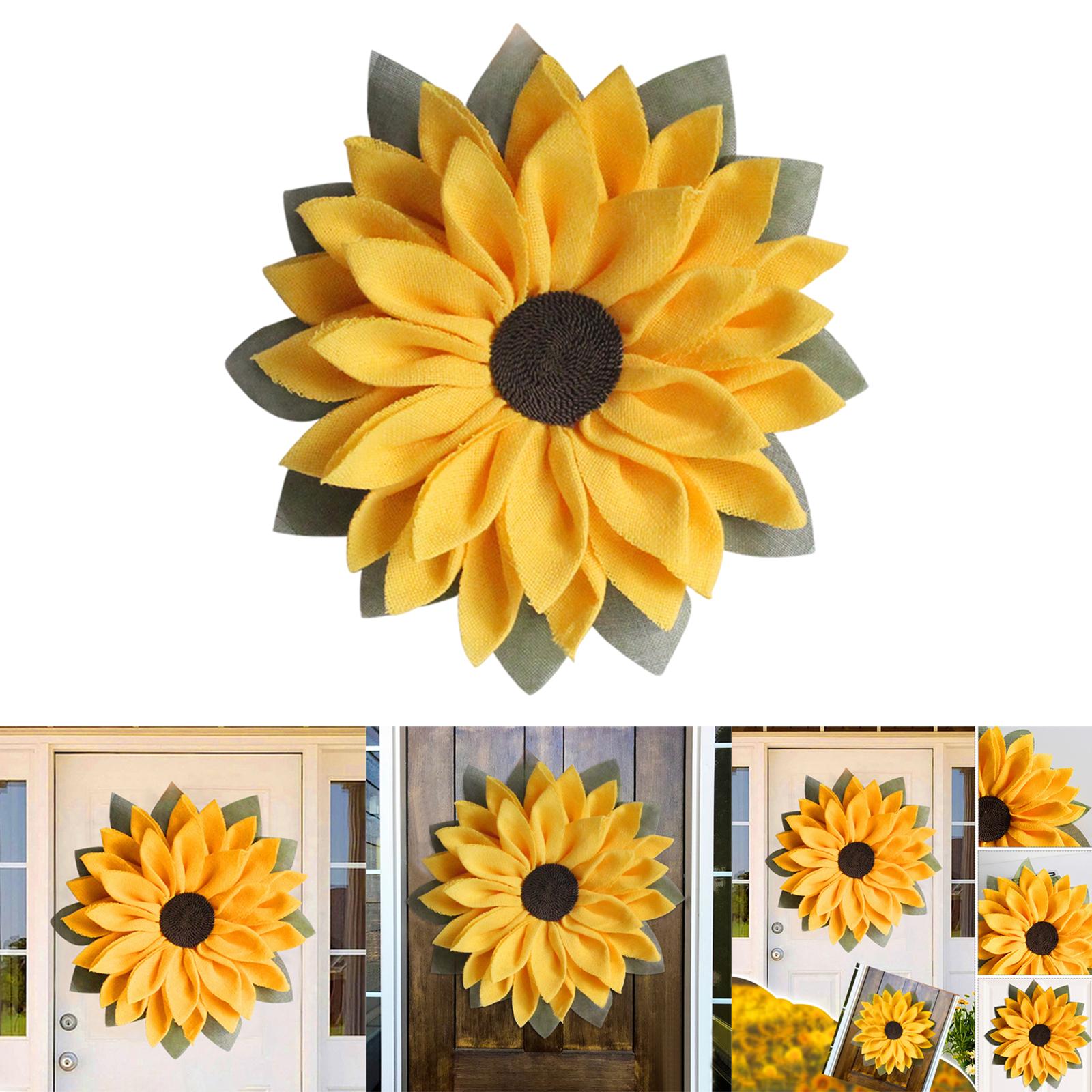 42cm Welcome Sunflower Wreath Cloth Garland for Autumn Living Room Ornament