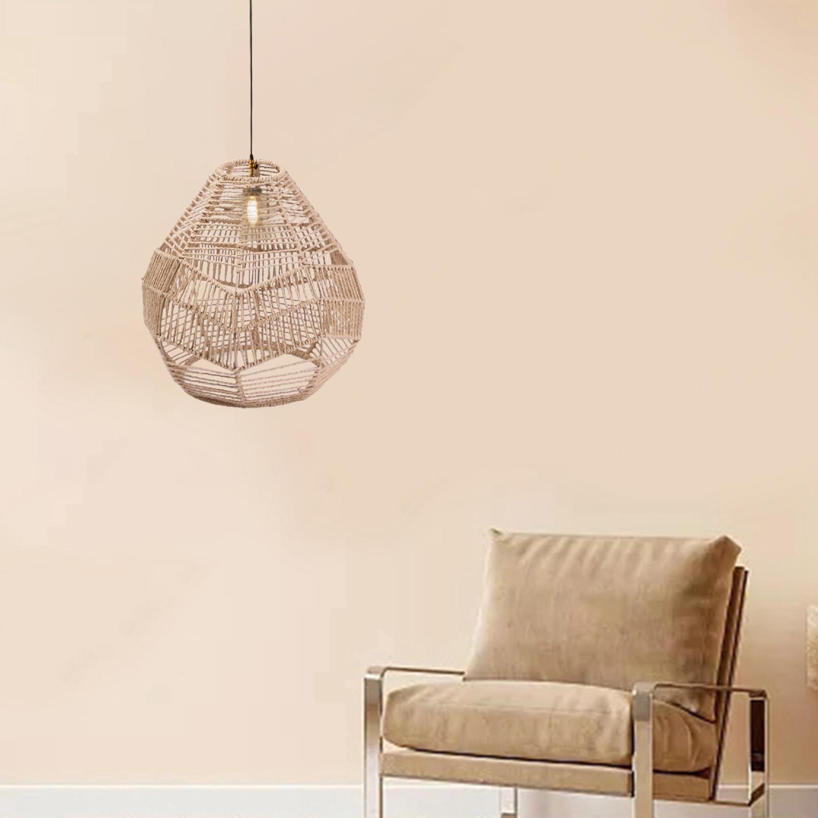 Rope Rattan Hanging Pendant Lampshade for Dining Table  26x26x6.5CM