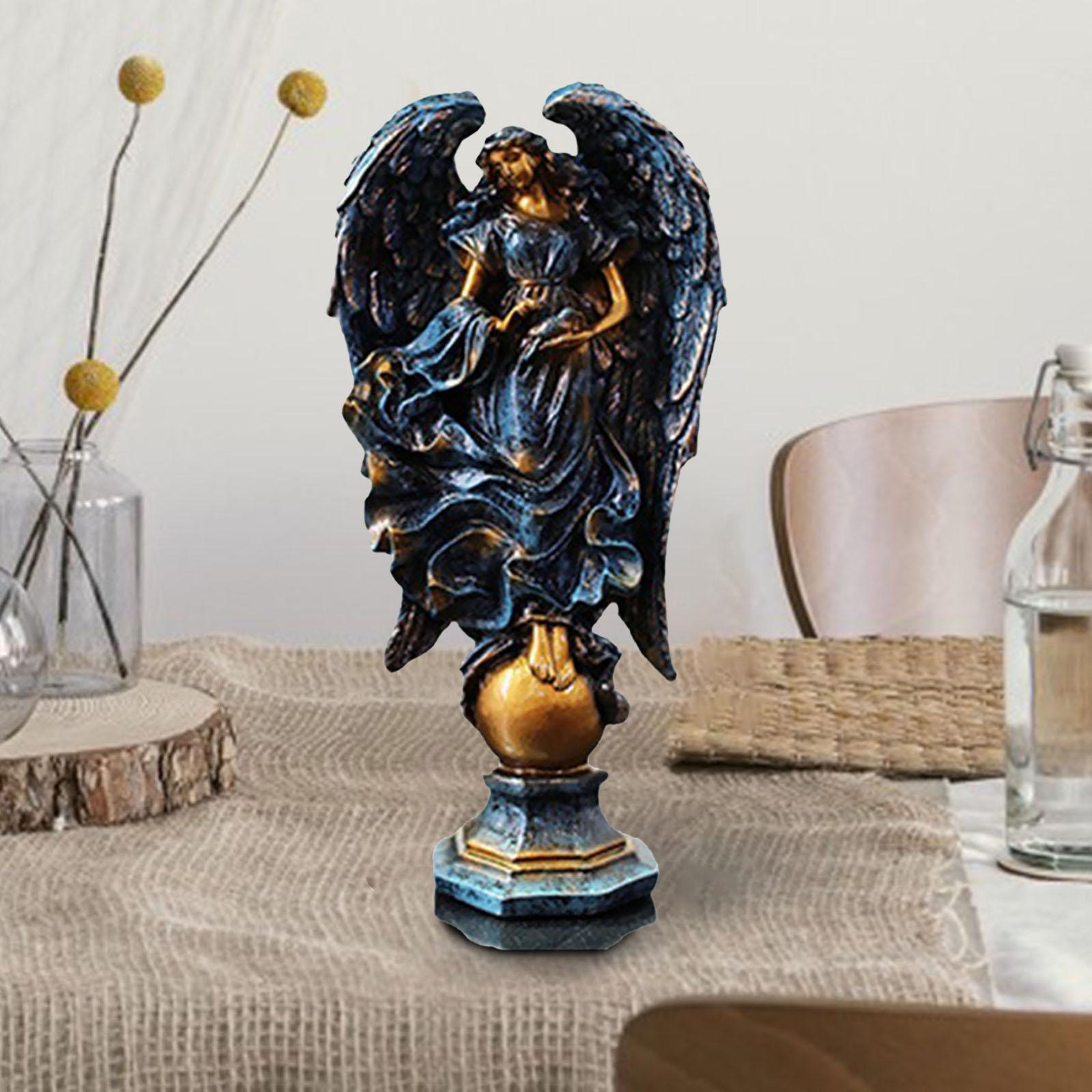 Resin Angel Wing Figures Statue Sculpture Crafts Bedroom Decor Accessories Blue