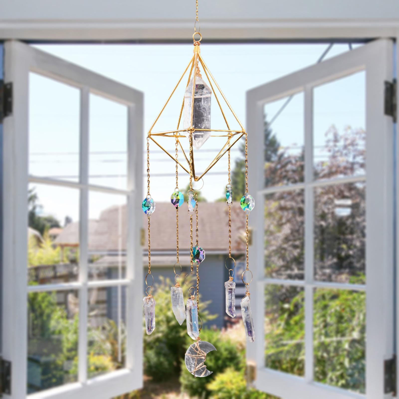 Crystals Wind Chime Rainbow Maker Prisms Pendant for Window White crystal