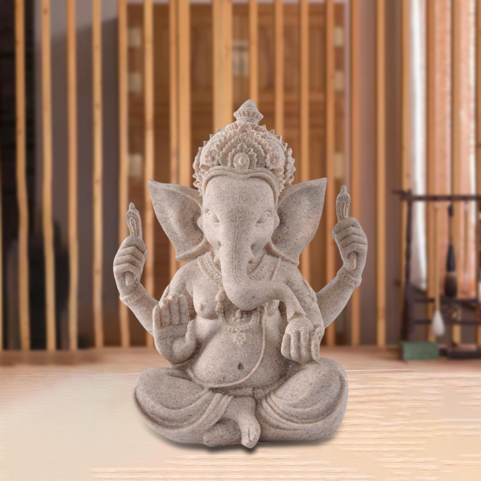 Elephant Ganesha Sculpture Religious Hindu Sitting Crafts Good Luck Gift