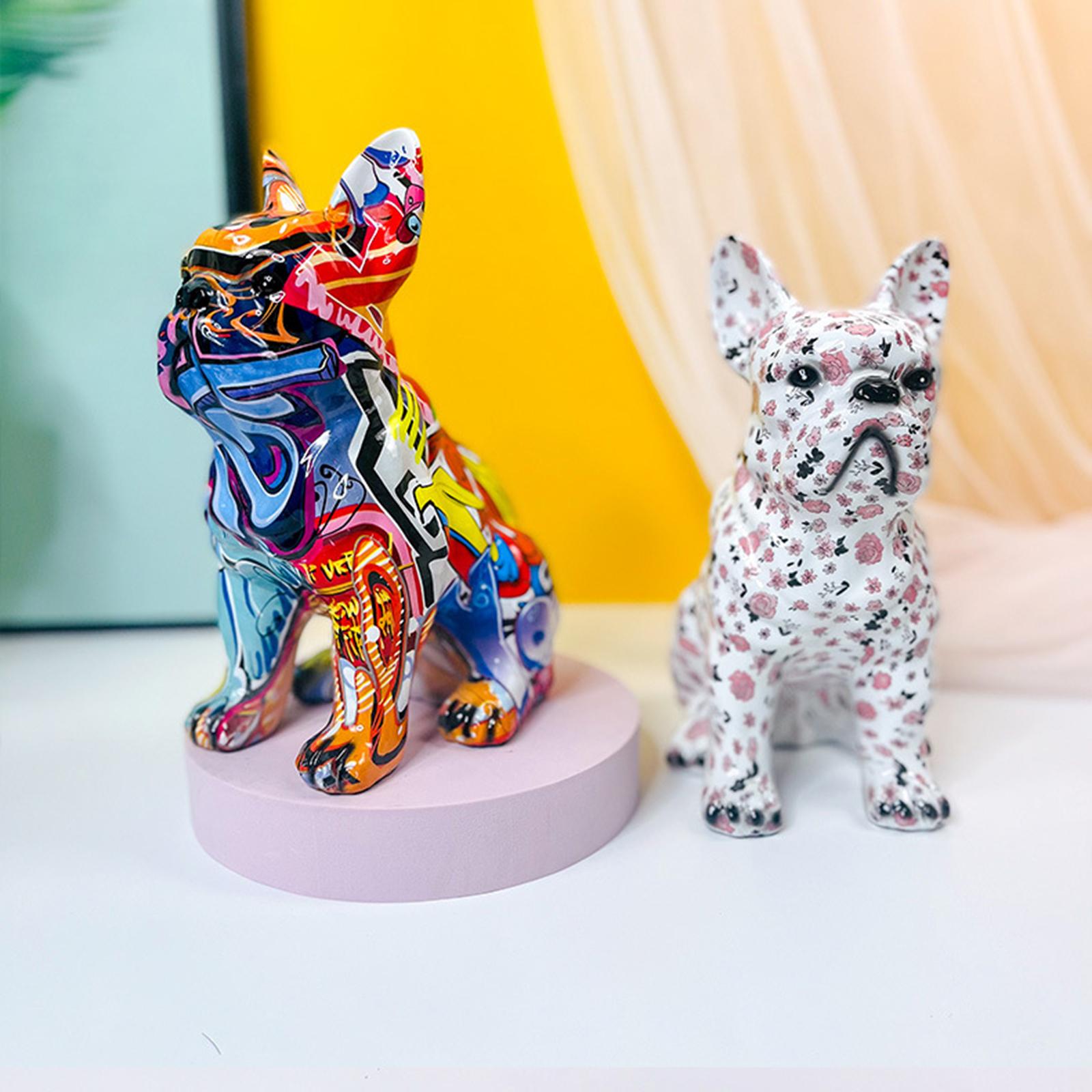 Animals Dog Figure Model Ornaments Sculpture for Home Desktop Decor Colorful