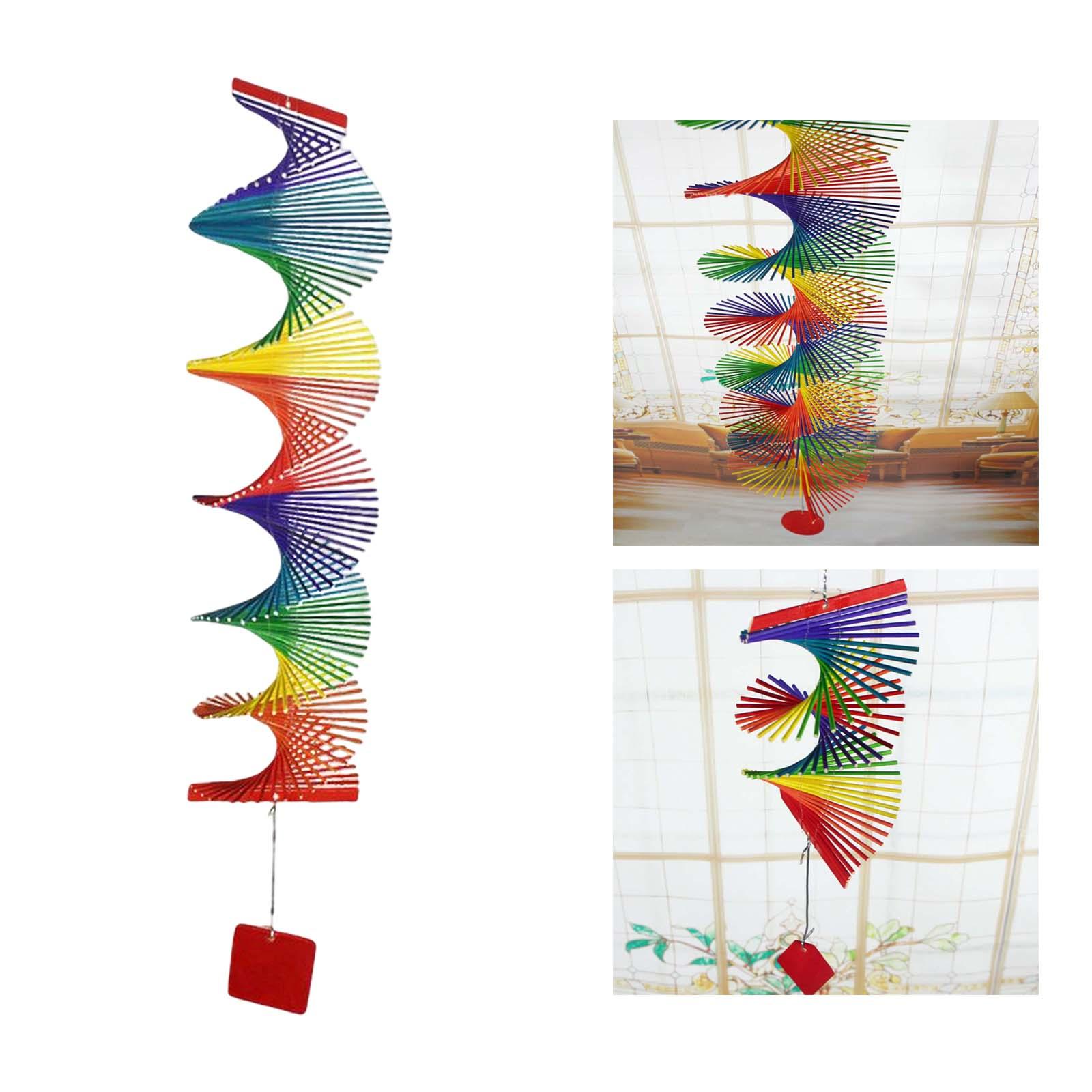 Wood Wind Chimes Rainbow Wind Spinner Hanging Decor for Porch Window Yard