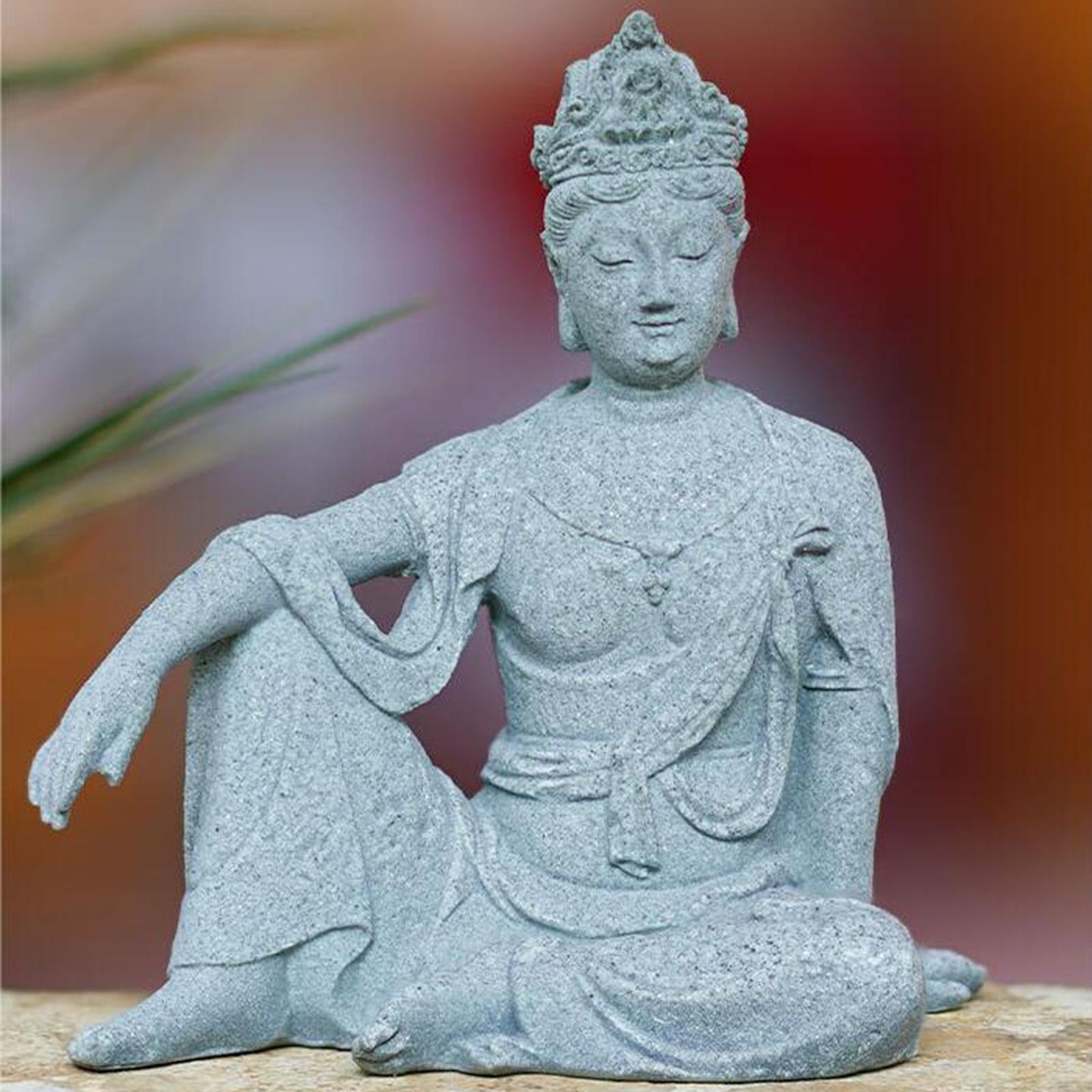 Resin Aquarium Buddha Statue Figurine Fengshui Craft Landscape Sitting