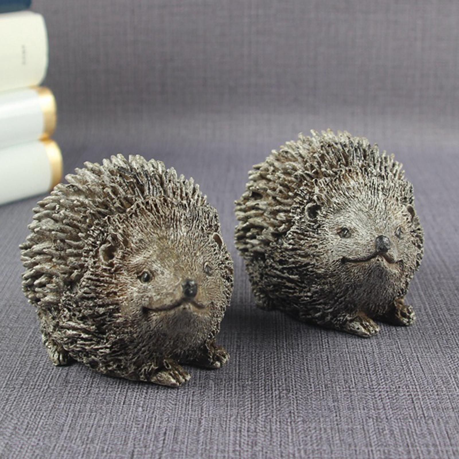 Hedgehog Garden Statues Resin Sculptures Animal Figurines Lawn Office Double