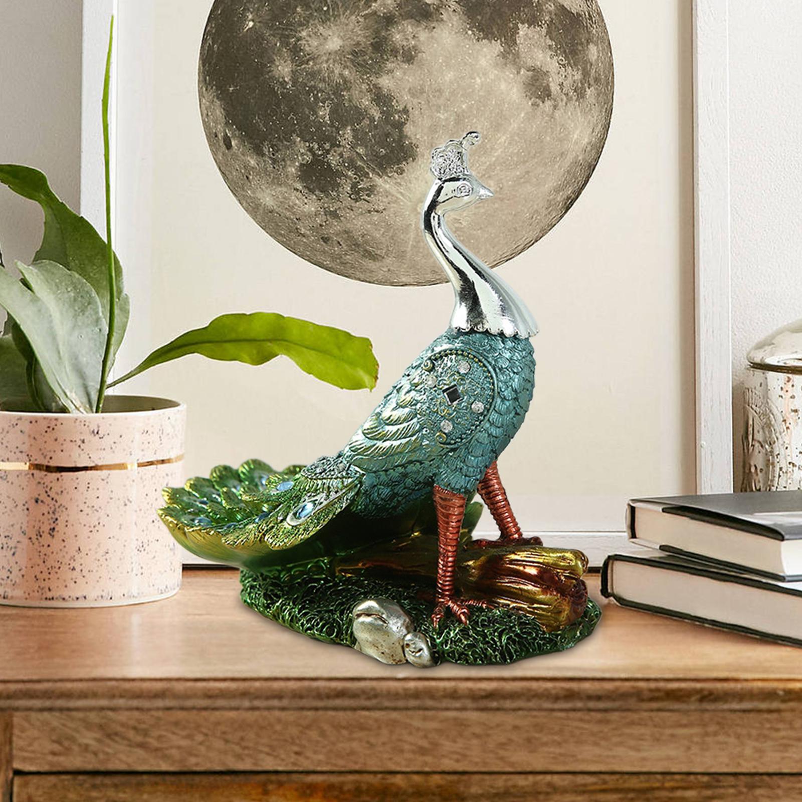 Peacock Ornament Crafts Statuette Gift for Bookcases Bedroom Christmas