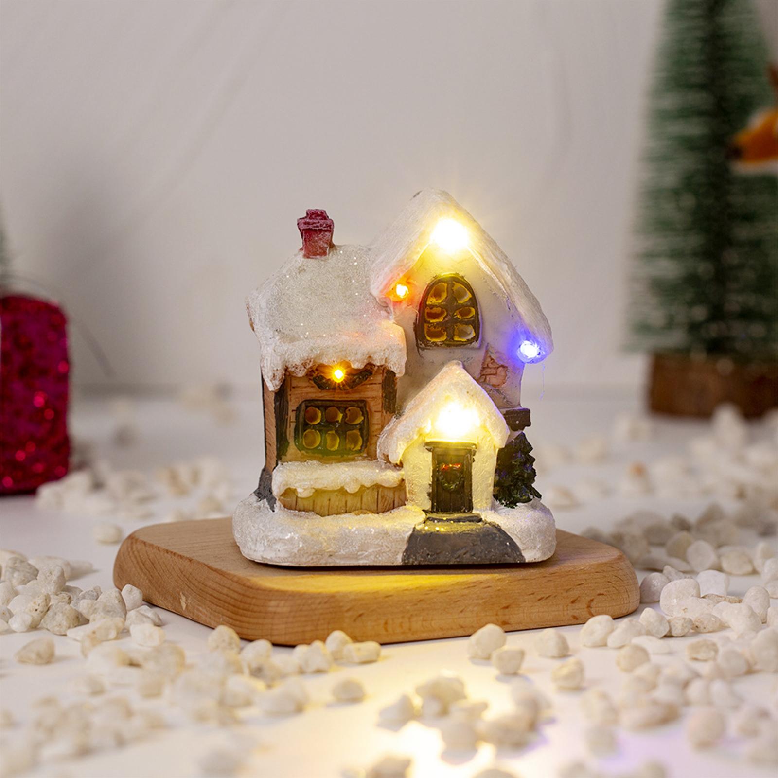 Xmas Village House Ornaments Resin Decoration Collectible Buildings StyleA