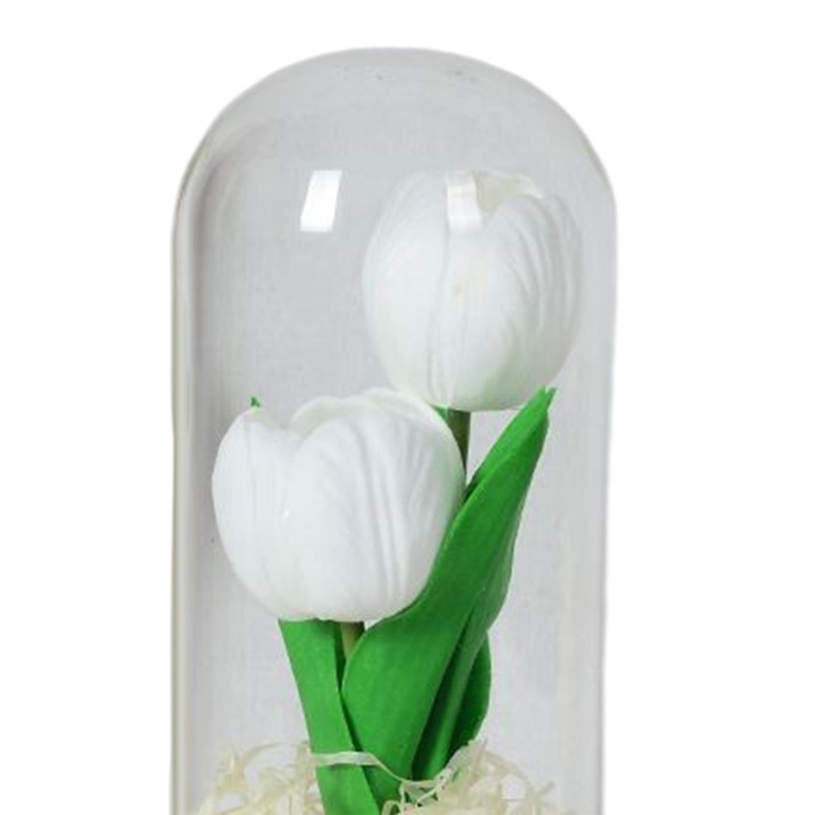 Faux Flower LED Light Flowers Dome Scenery Supplies Centerpiece Romantic White