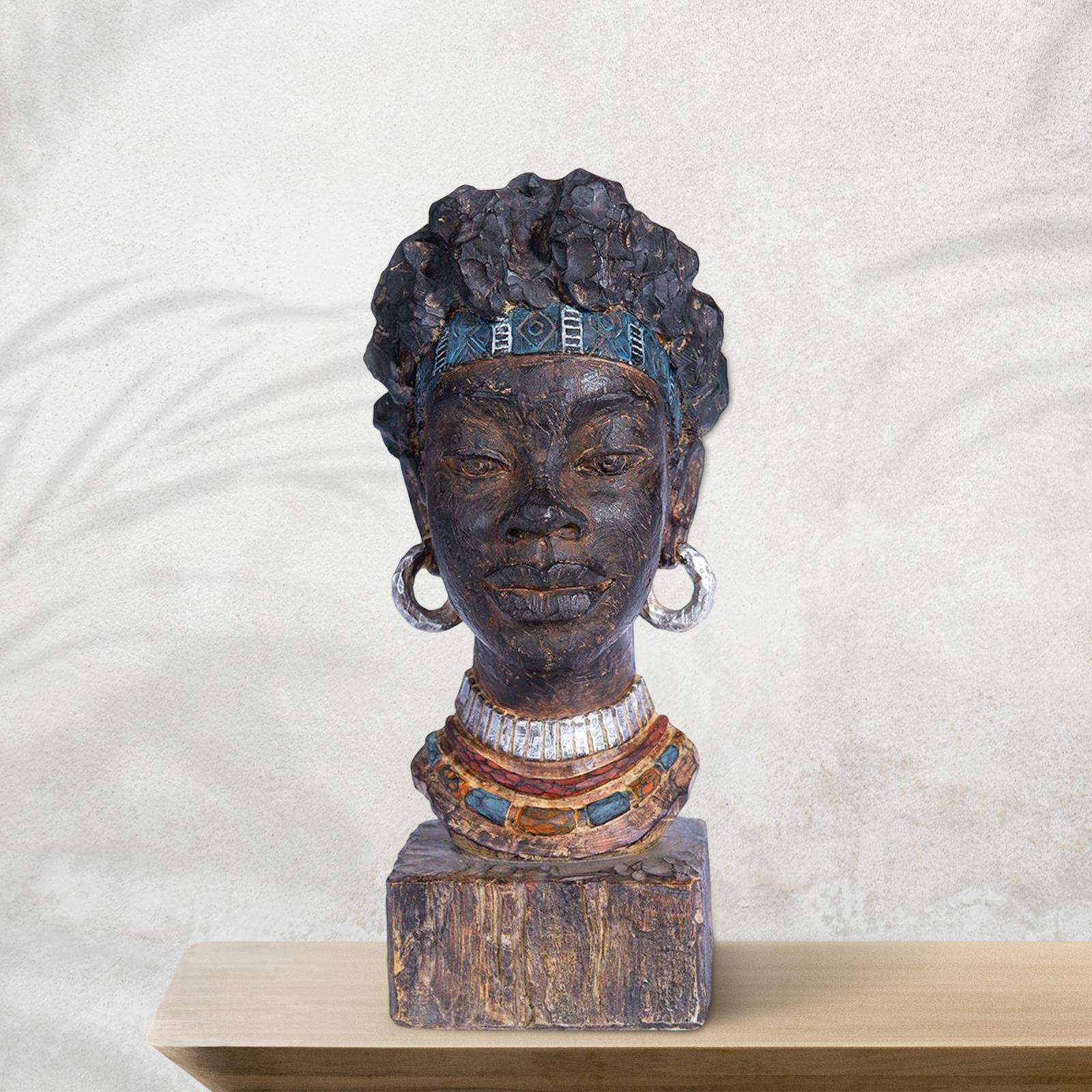 Women African Statue Sculpture Desktop Table Centerpieces Resin Figurines