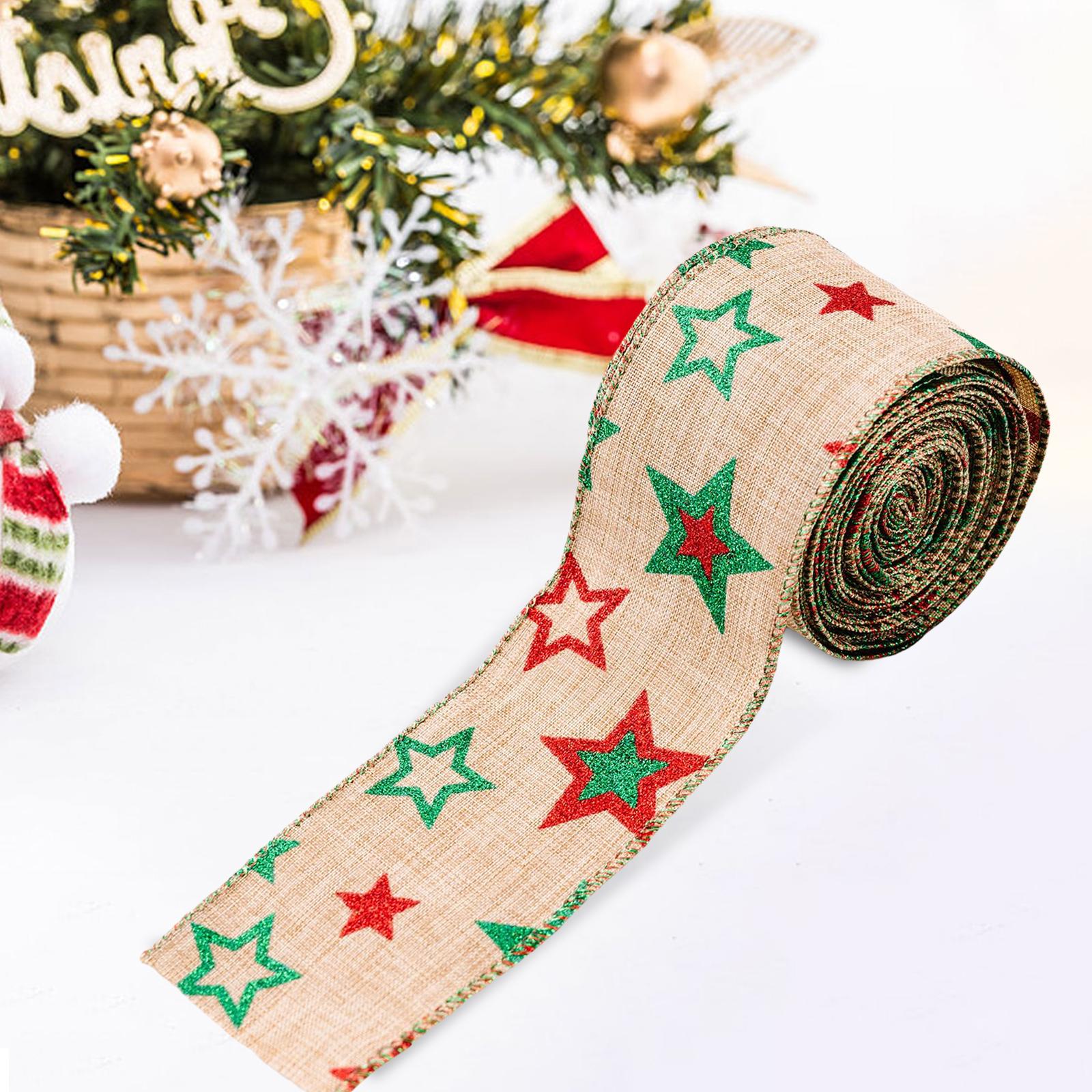 197x2.4inch Christmas Ribbons Gift Wrapping Ribbon Decoration Decorating Stars
