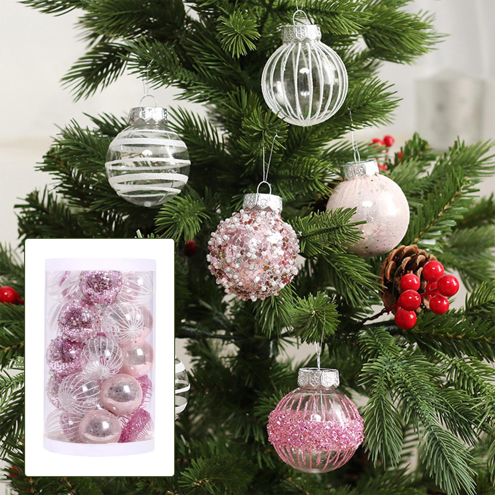 25 Pieces Large Christmas Ball Ornaments Pendants for Xmas Festival Pink