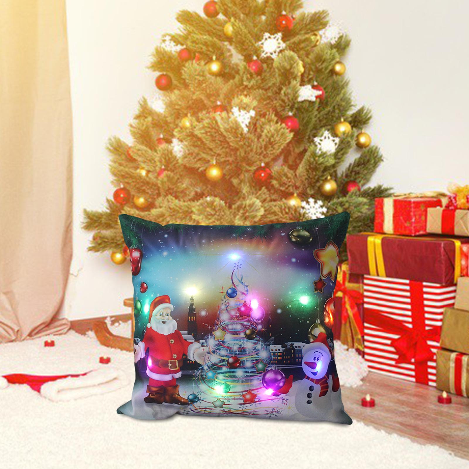 Christmas Pillow Cover Pillowcase LED Light Case Home Living Room Style A