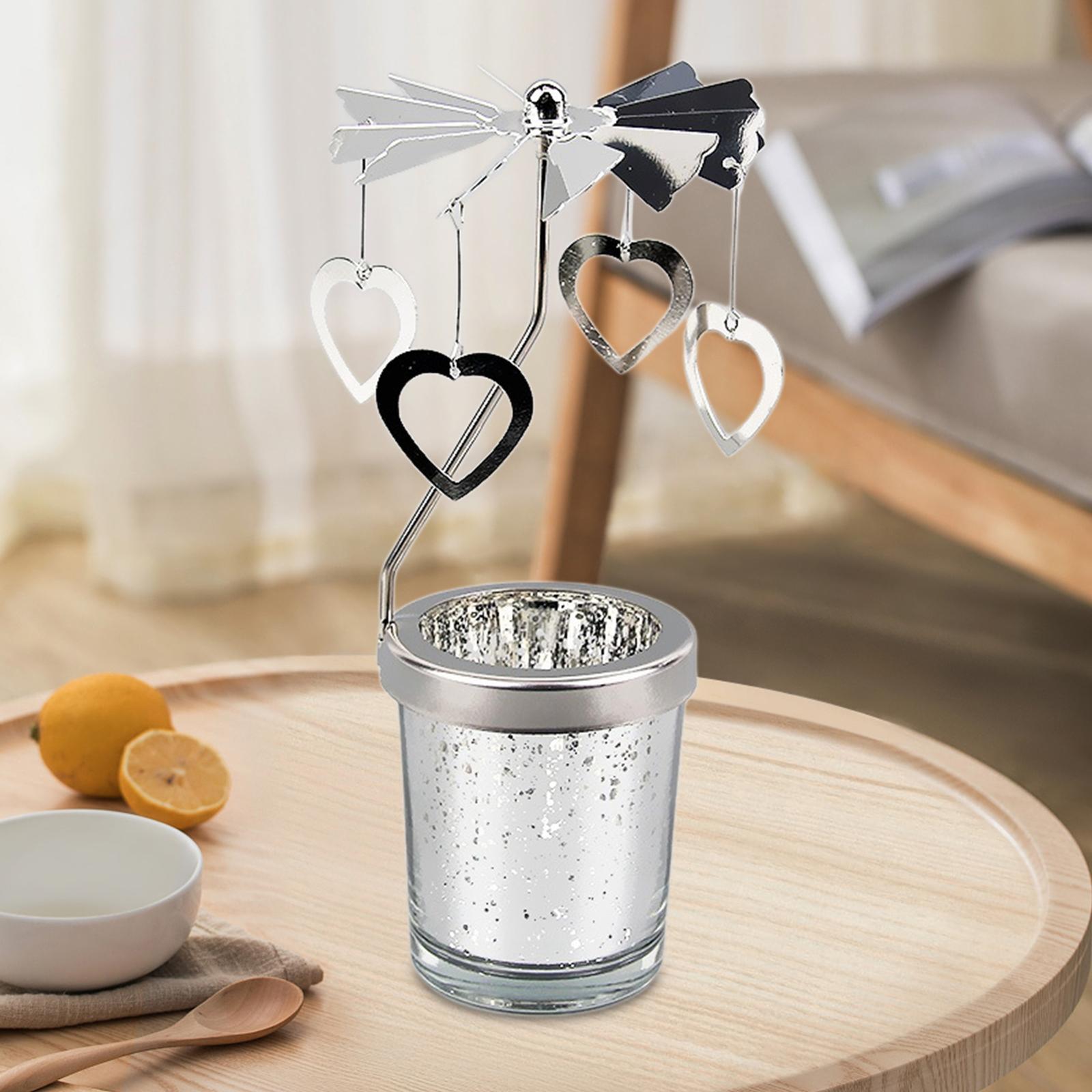 Romantic Rotating Candle Holder Candlestick for Home Ornament Heart Shaped