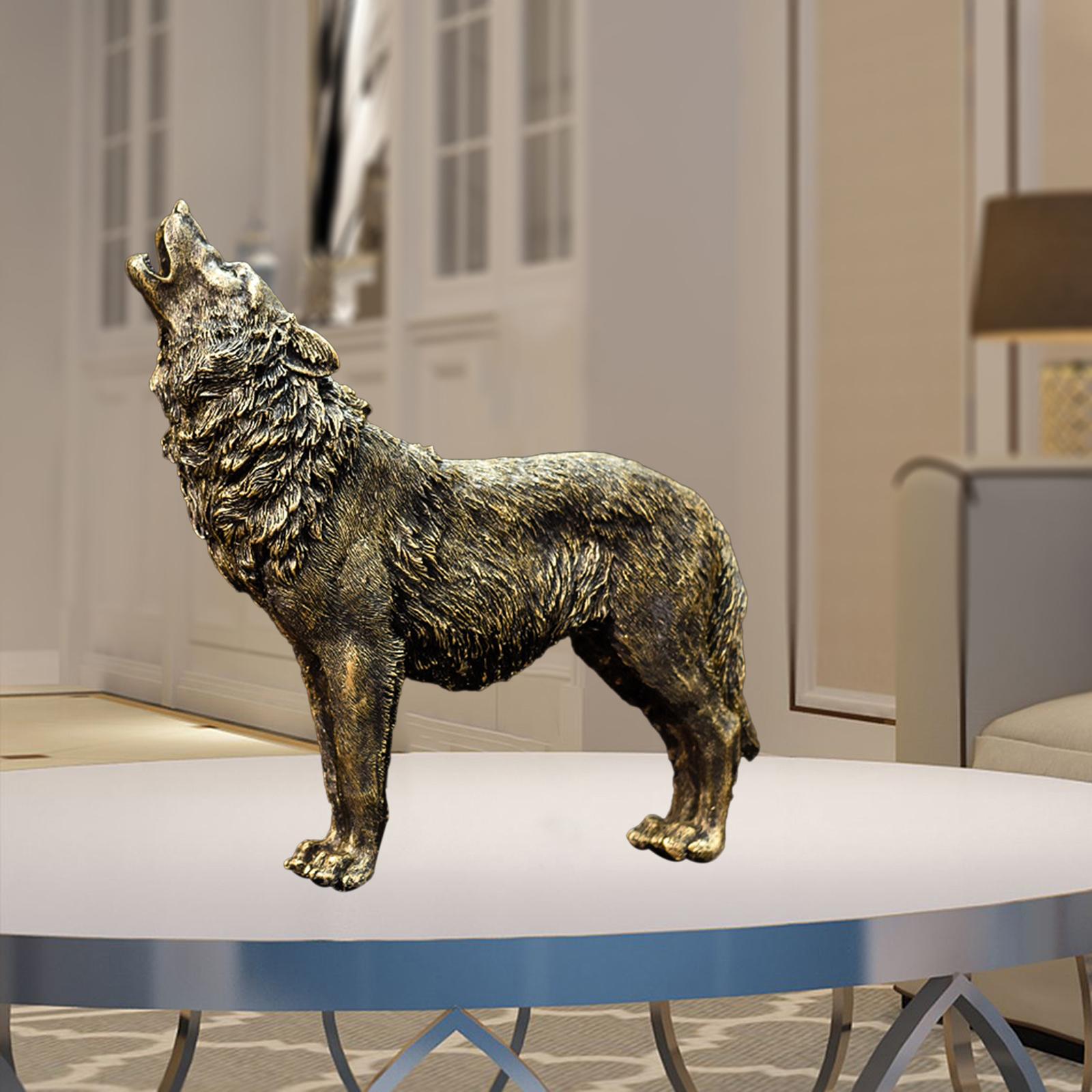Wolf Figurine Animals Statue Artwork for Counter Decor Housewarming Gift Aureate