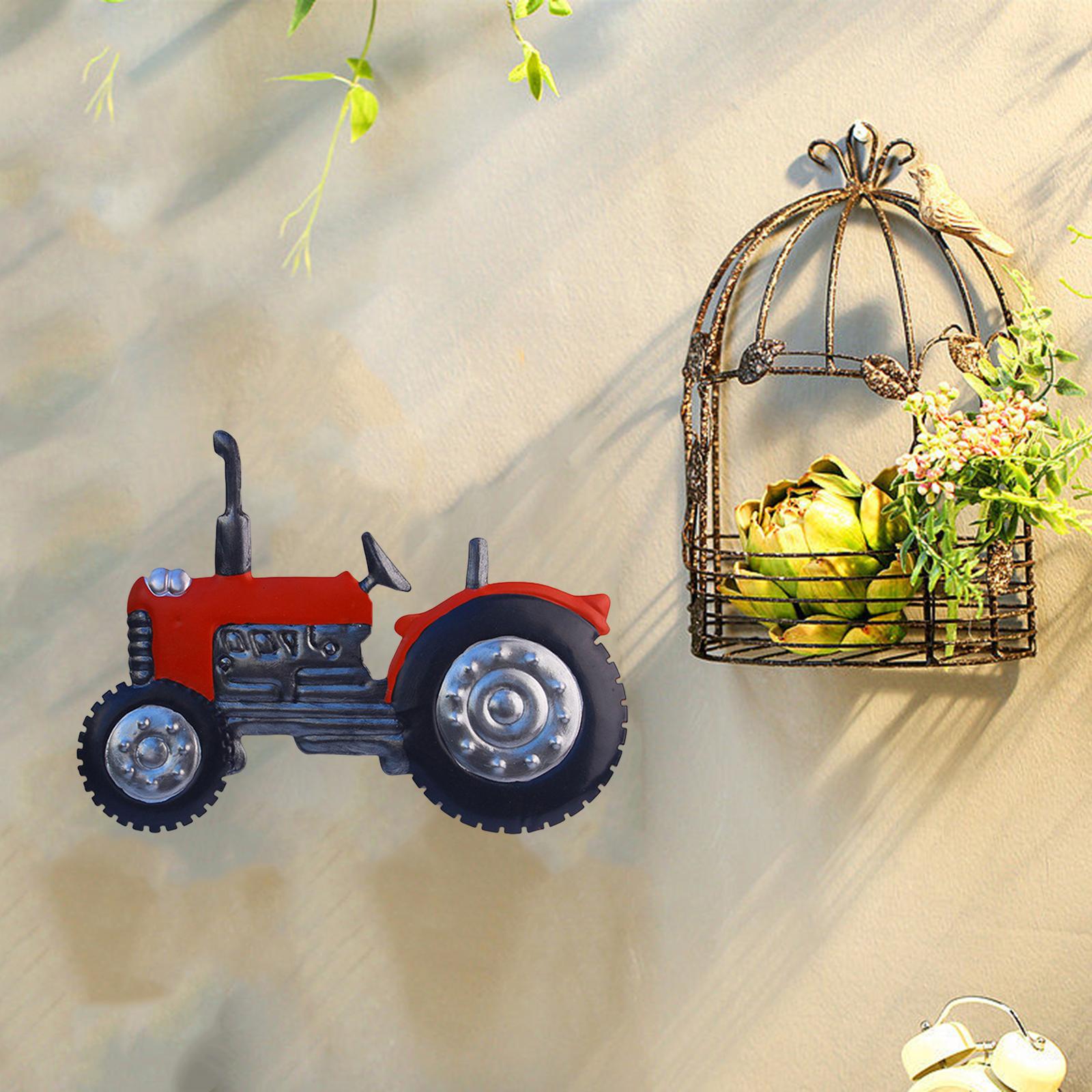Simulation Iron Tractor Hanging Decorations Wall Art Decor Durable Lifelike Red