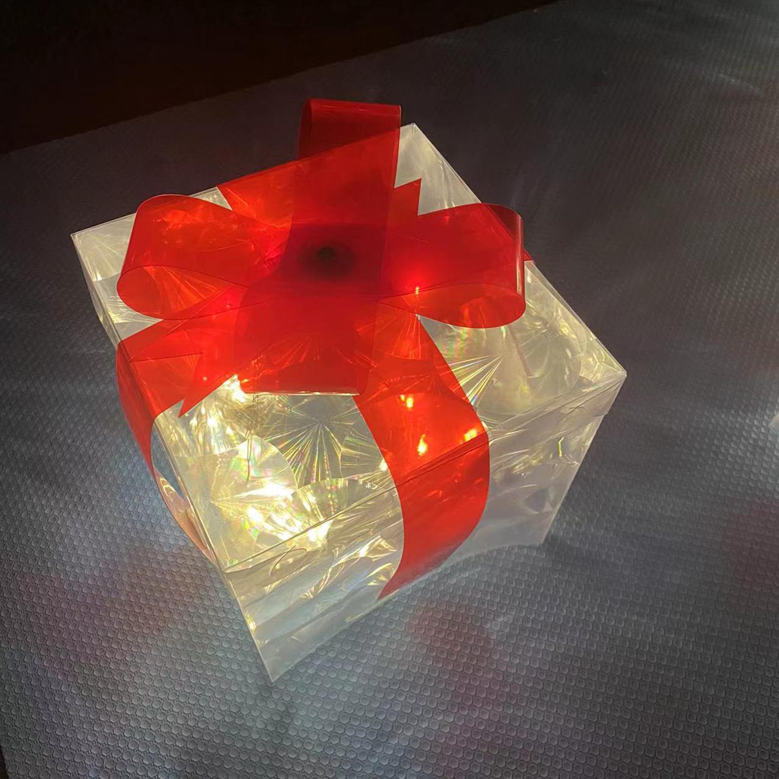 Lighted Gift Boxes Christmas Bow for Birthday Anniversaries Thanksgiving Red 15cm