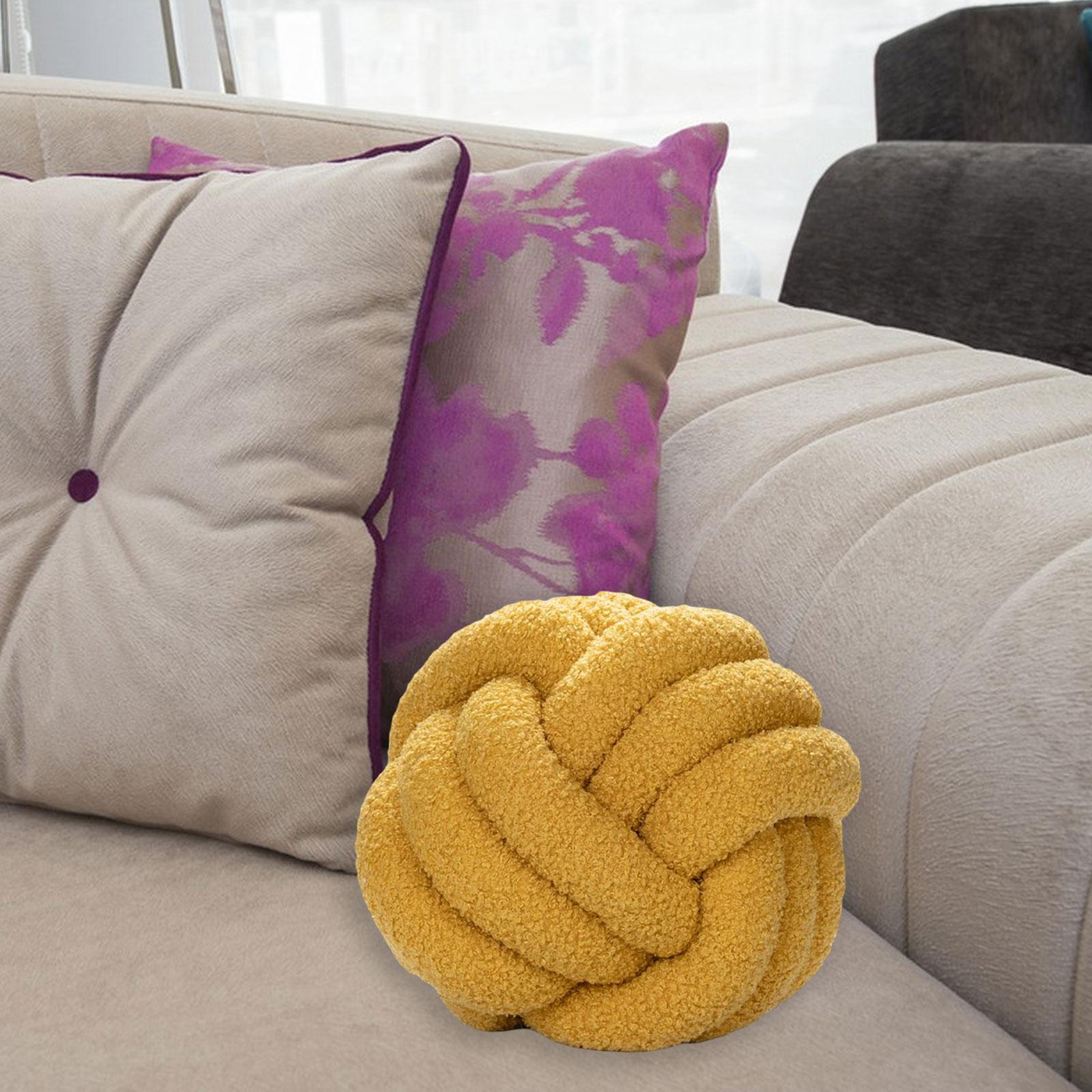Plush Knot Ball Pillow Diameter 22cm Room Decoration for sofa Couch Yellow