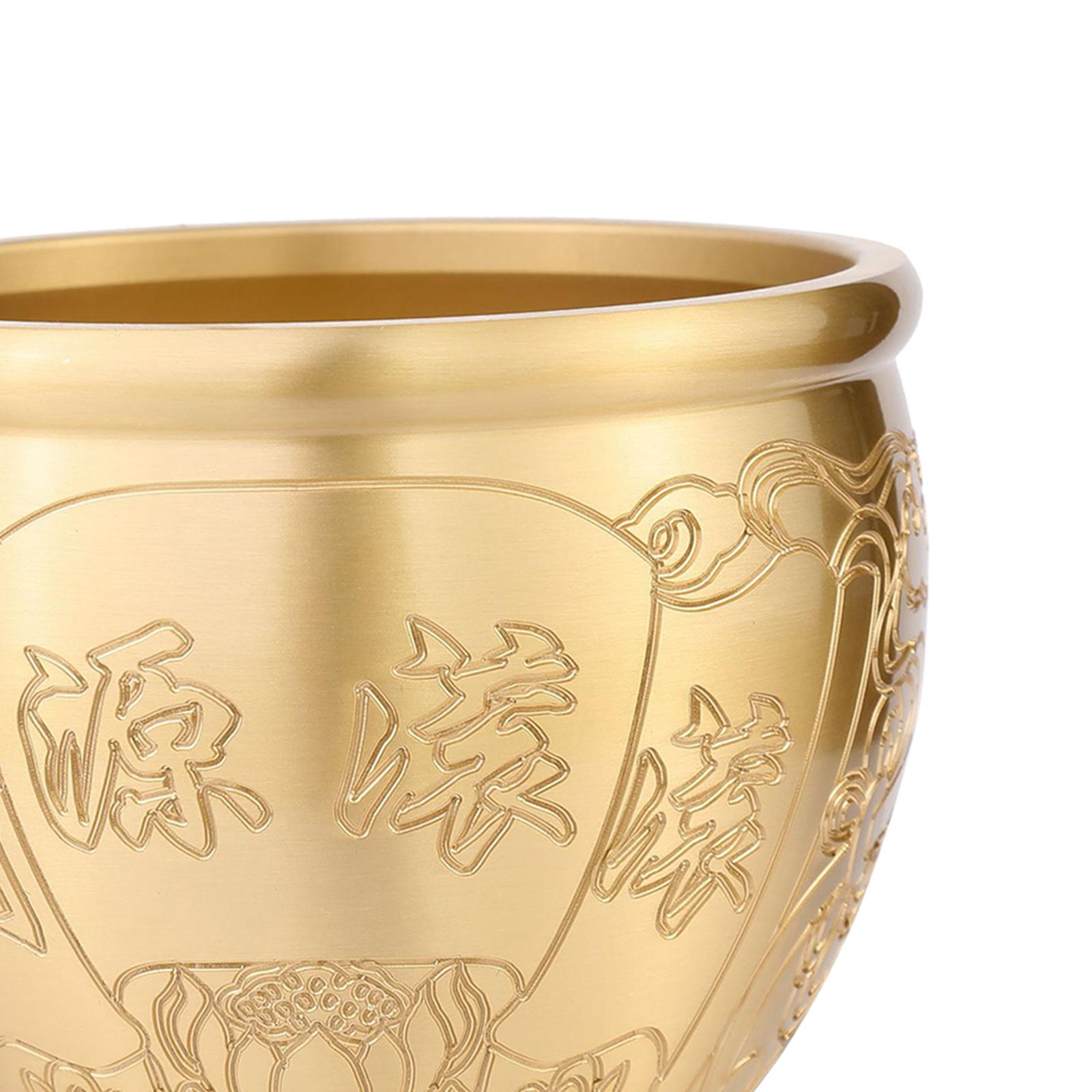 Brass Feng Shui Bowl Treasure Bowl Luck Collectible Table Decoration 9.5cmx7.3cm