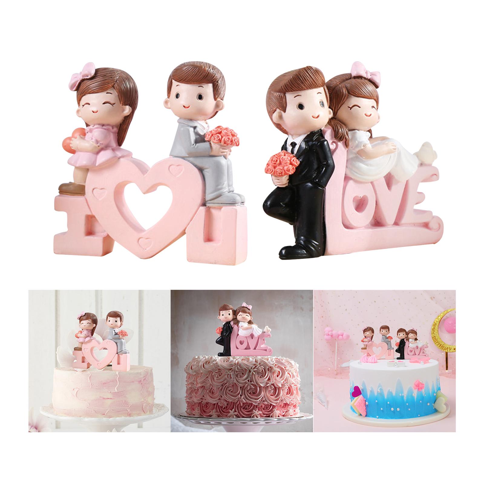 Resin Craft Couple Statue Practical Gifts Baking Decor for Bedroom Holiday Pink Gray