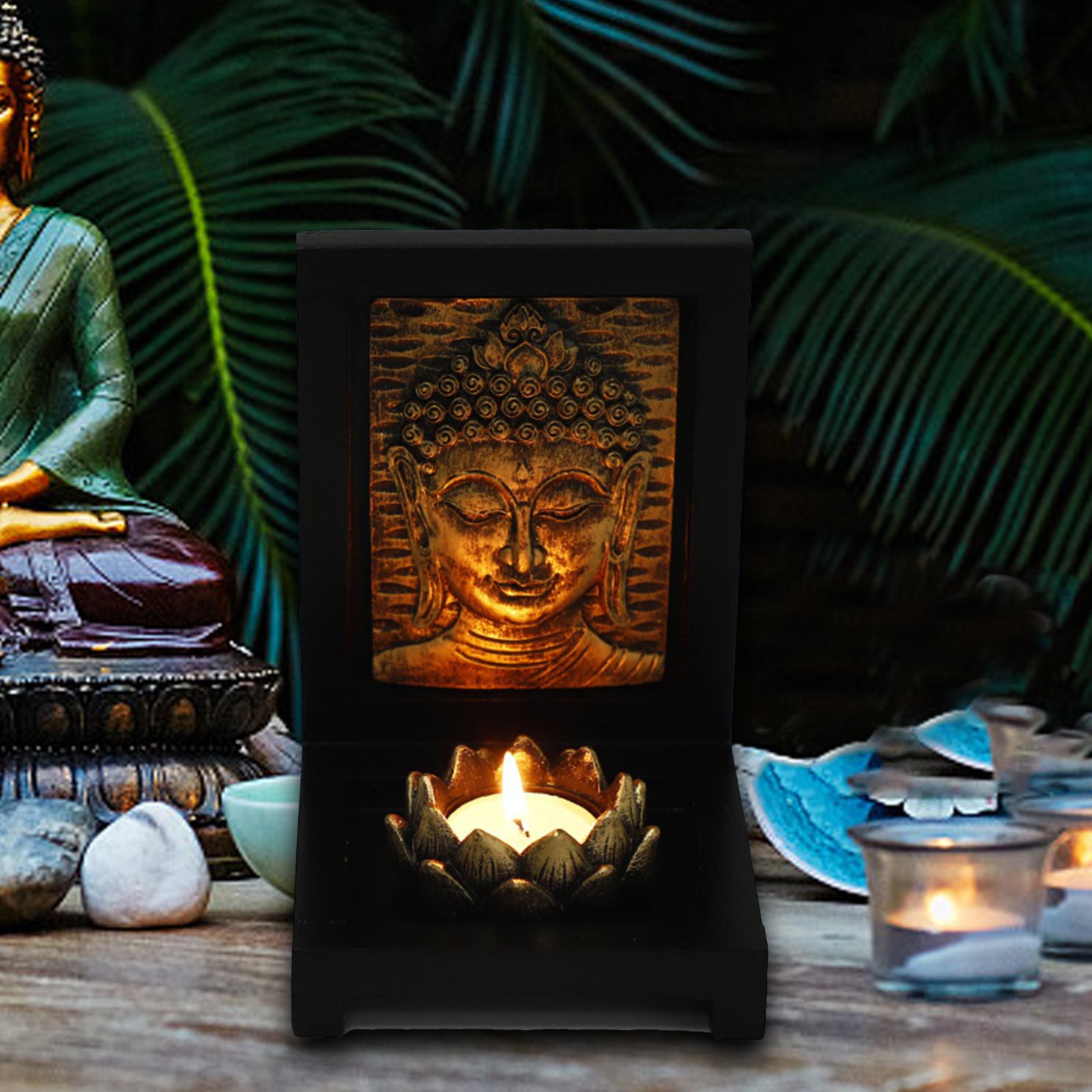 Buddha Statue Candlestick Livingroom Candelabras Resin Tealight Candleholder