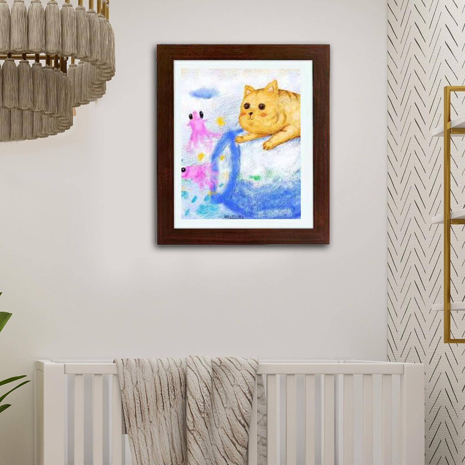 Kids Artwork Frames Changeable Home Decoration Front Open Picture Frame Brown
