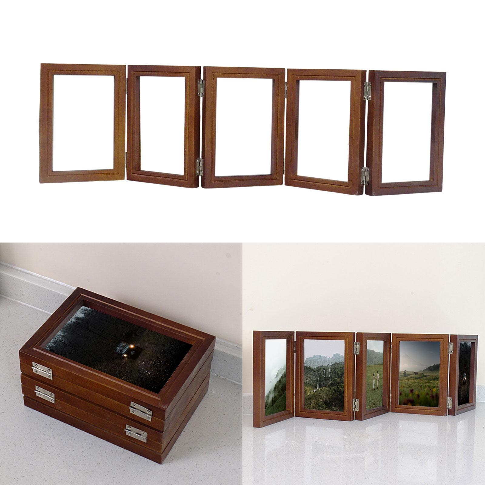 Hinged Picture Frame Desk Rustic Foldable Frame for Cafe Bedroom Day