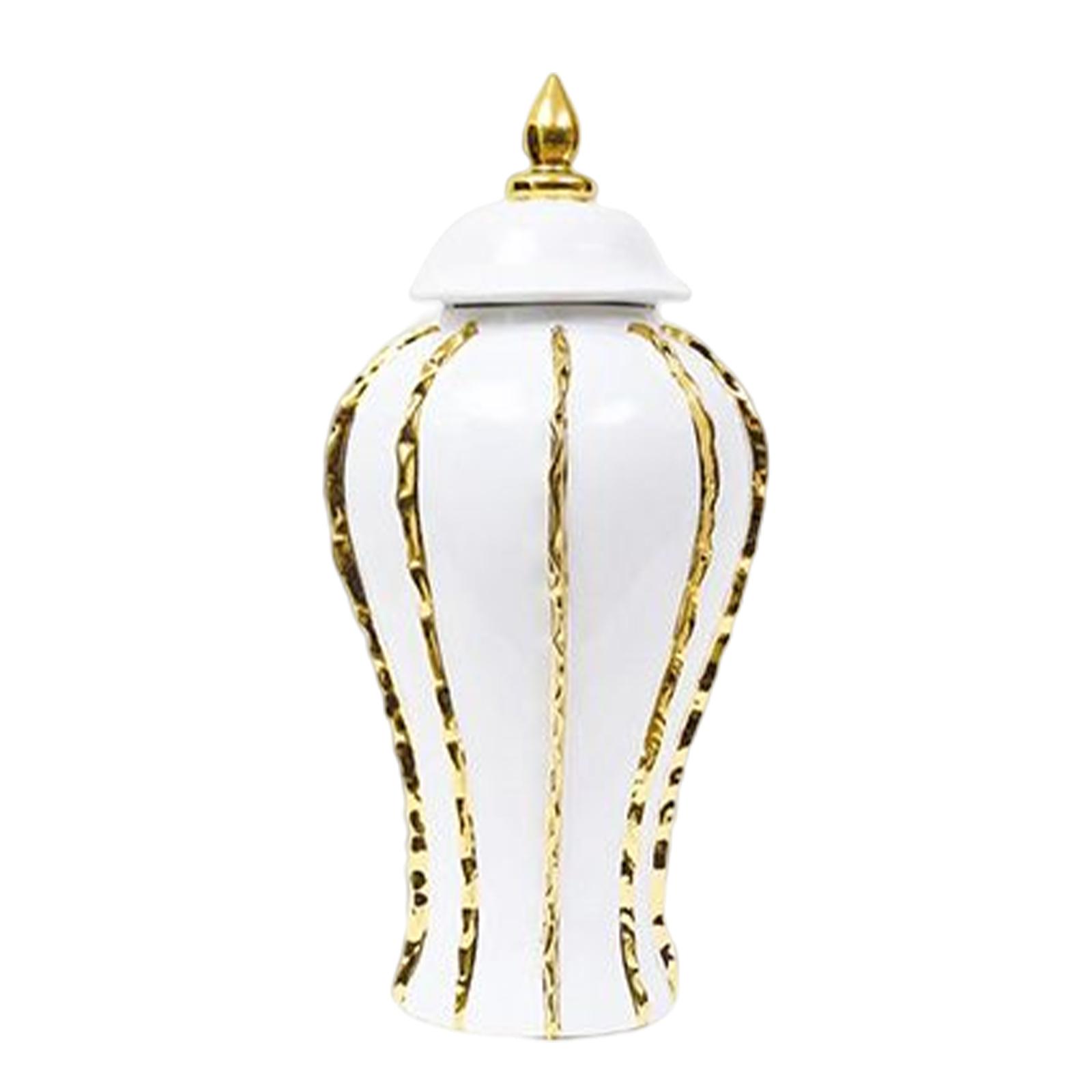 Porcelain Ginger Jar with Lid Home Handicraft Decoration Ceramic Flower Vase