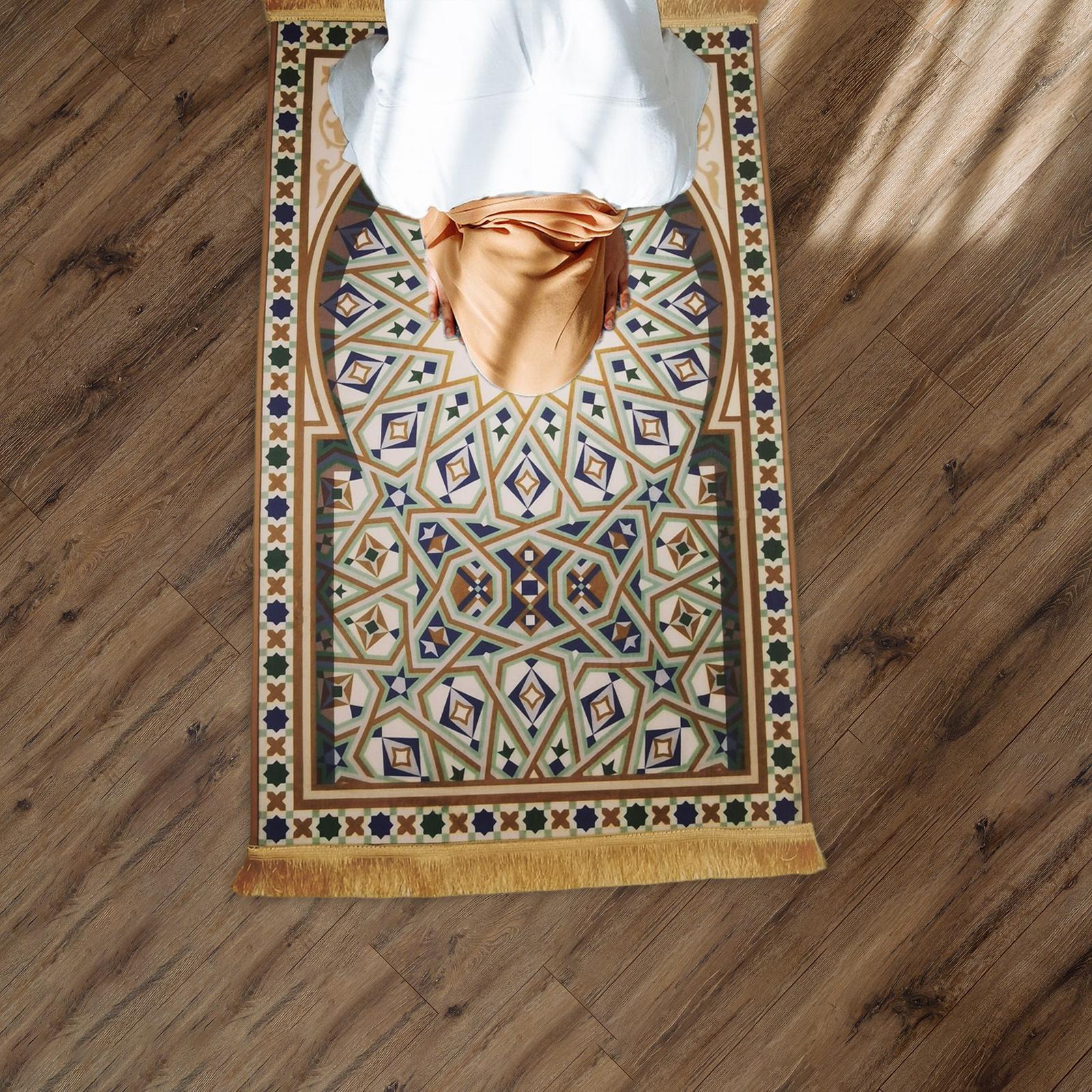 Eid Praying Rug Soft for Knees and Forehead Prayer Rug Carpet 65cmx110cm Style A