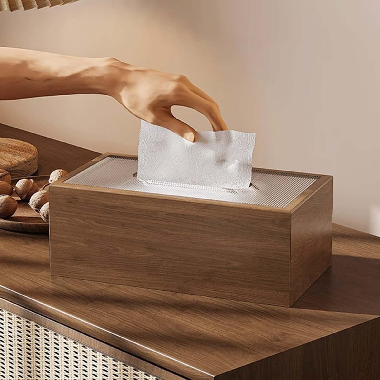 Wooden Durable Home Organizer Tissue Box Cover for Kitchen Office Countertop