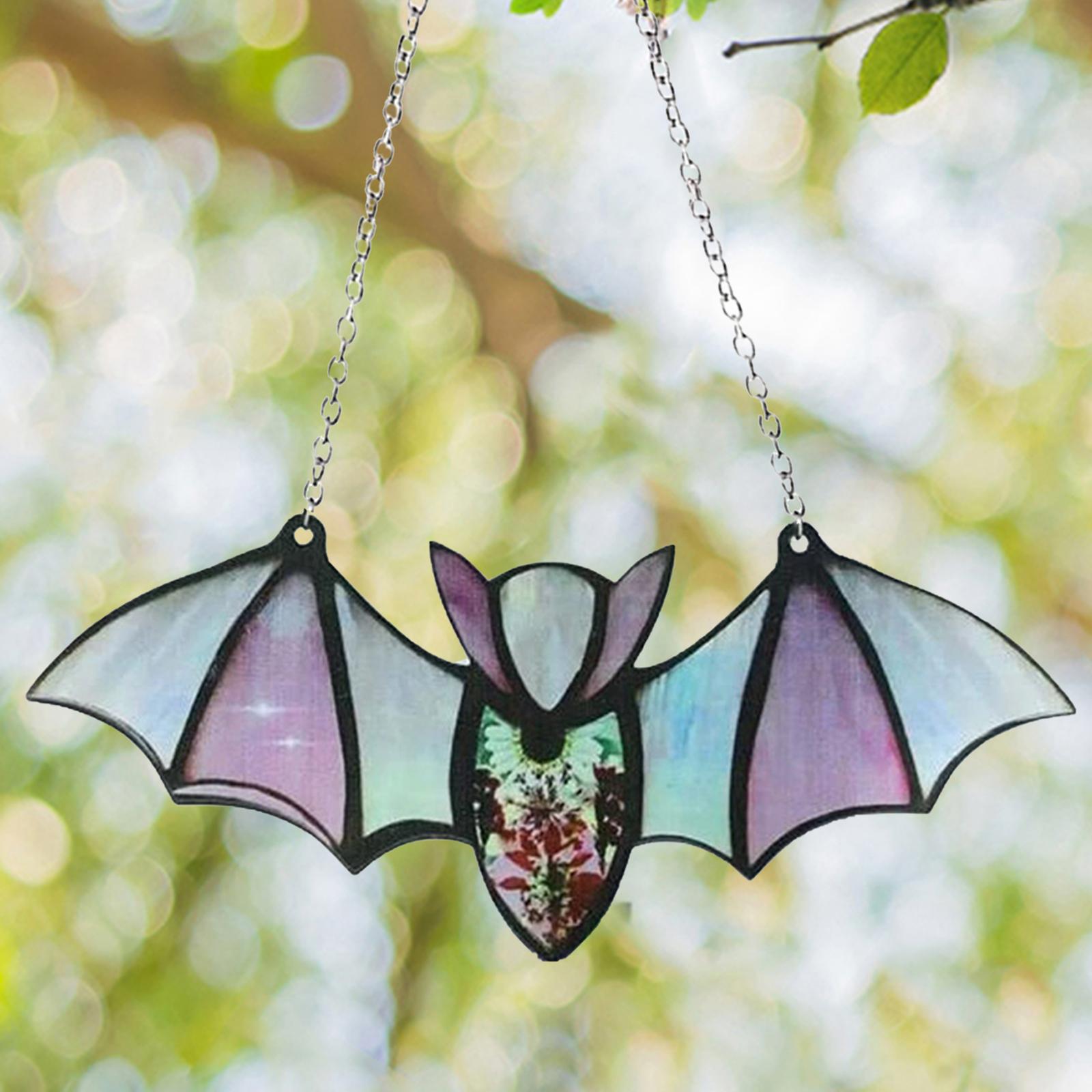 Hanging Bat Decoration Bat Stained Glass Window Hanging for Yard Bar Bedroom Style C