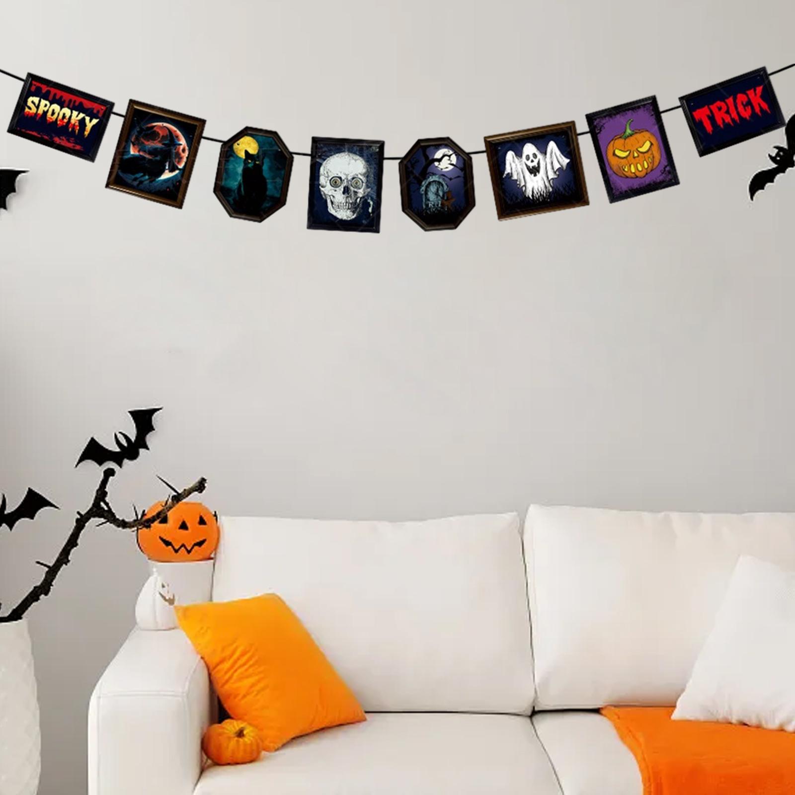 Halloween Banner Fireplace Wall for Horror Movie Theme Party Festivals Clubs Patterns