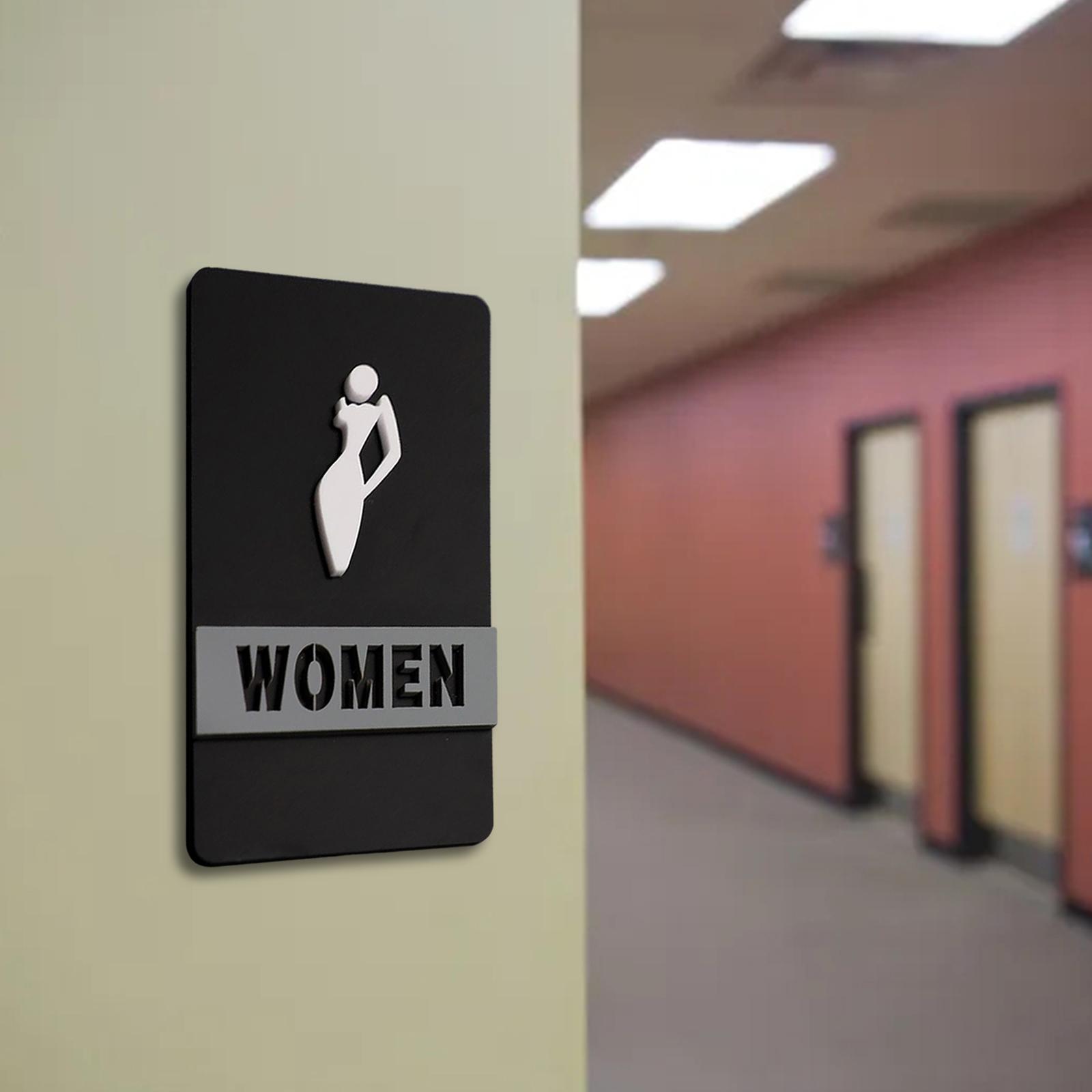 Bathroom Sign Acrylic Washroom Plaque Accessories for Bathing Establishments Women