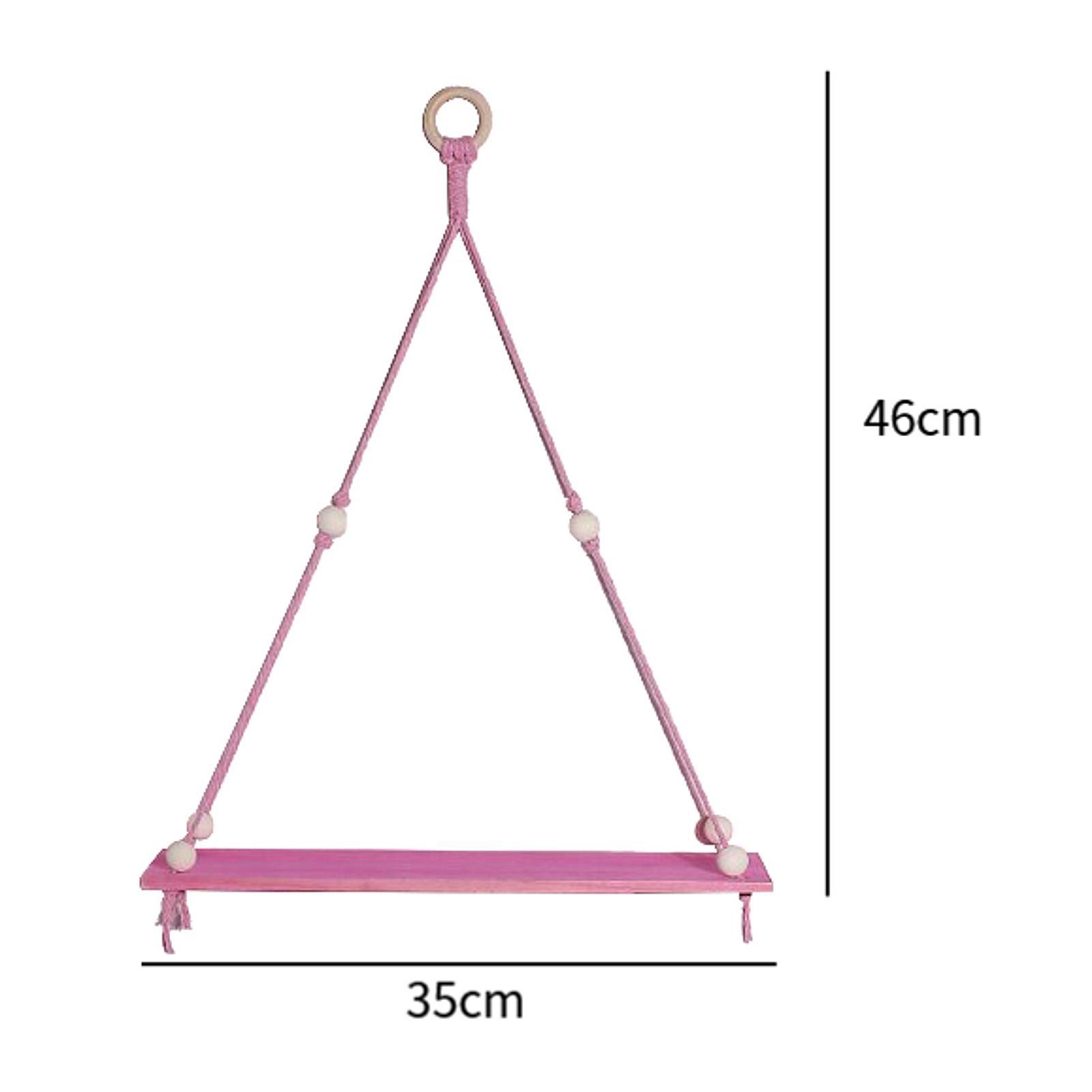 2xHanging Wooden Shelf Rope Shelf Planter Holder Apartment Wall Floating Shelf