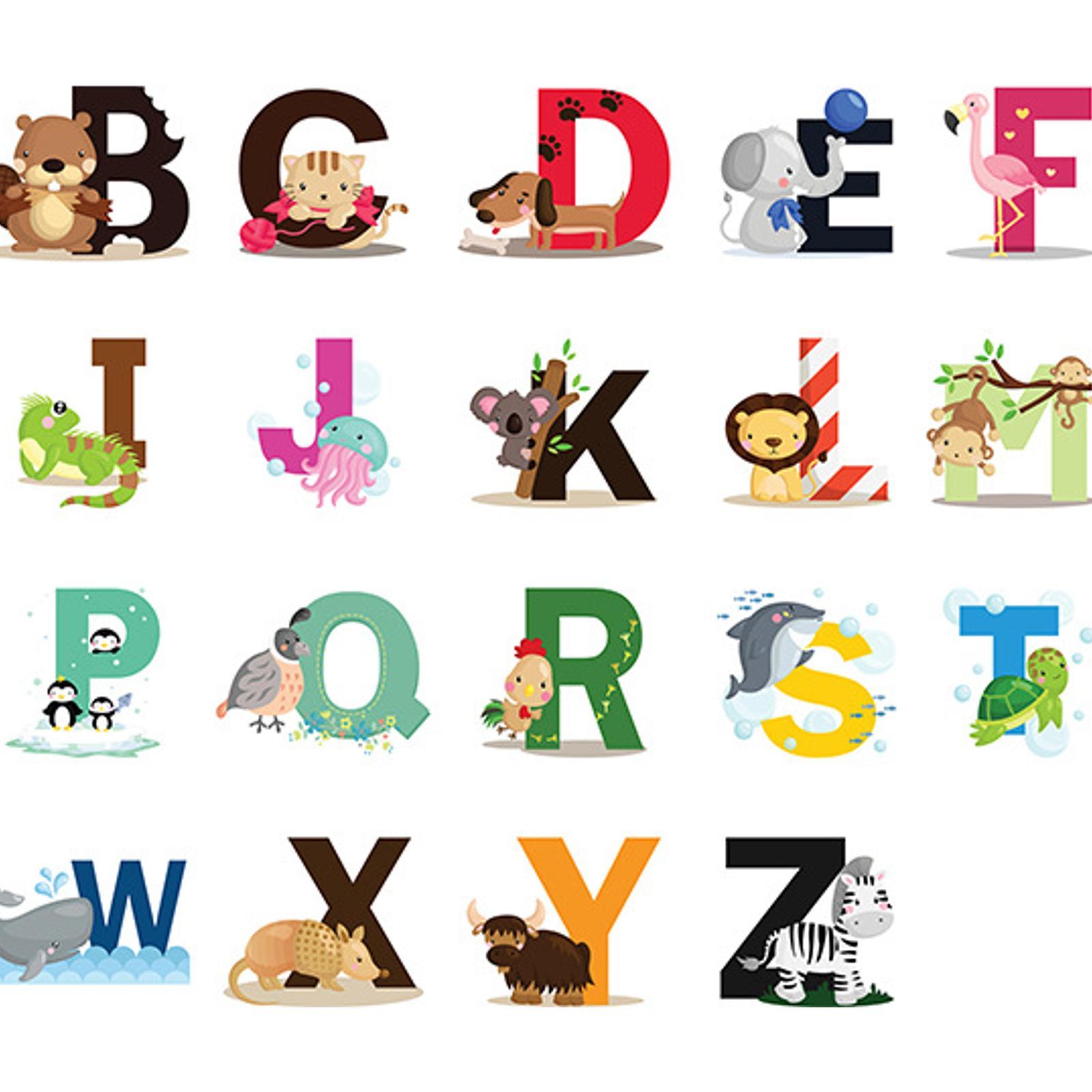 Colourful Animal Alphabet Stickers Wall Decals for Nursery Classroom Bedroom