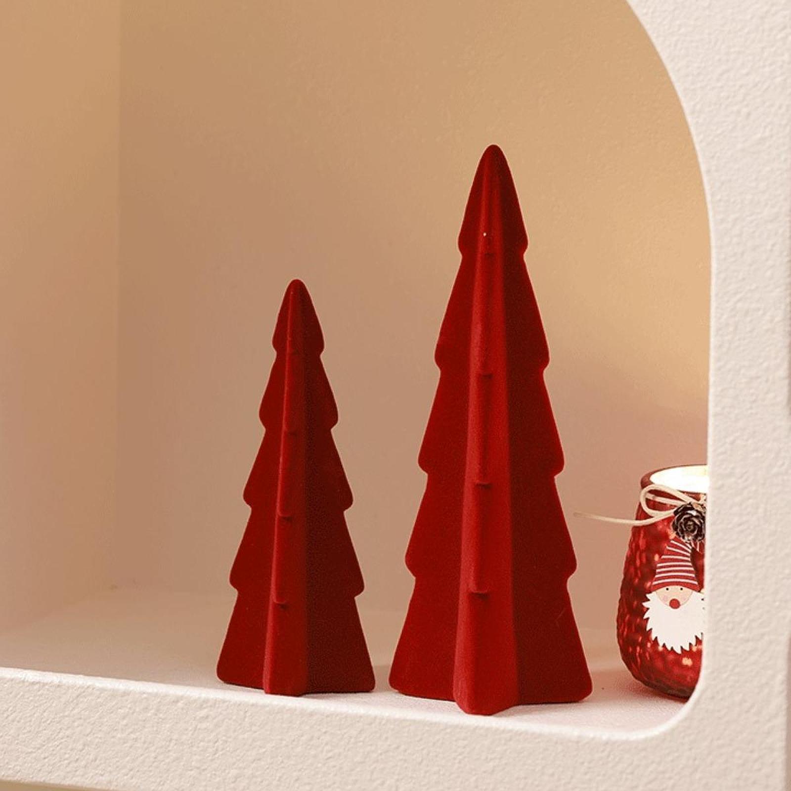 Tabletop Artificial Christmas Tree Birthday Indoor Bedside Flocked Xmas Tree Red