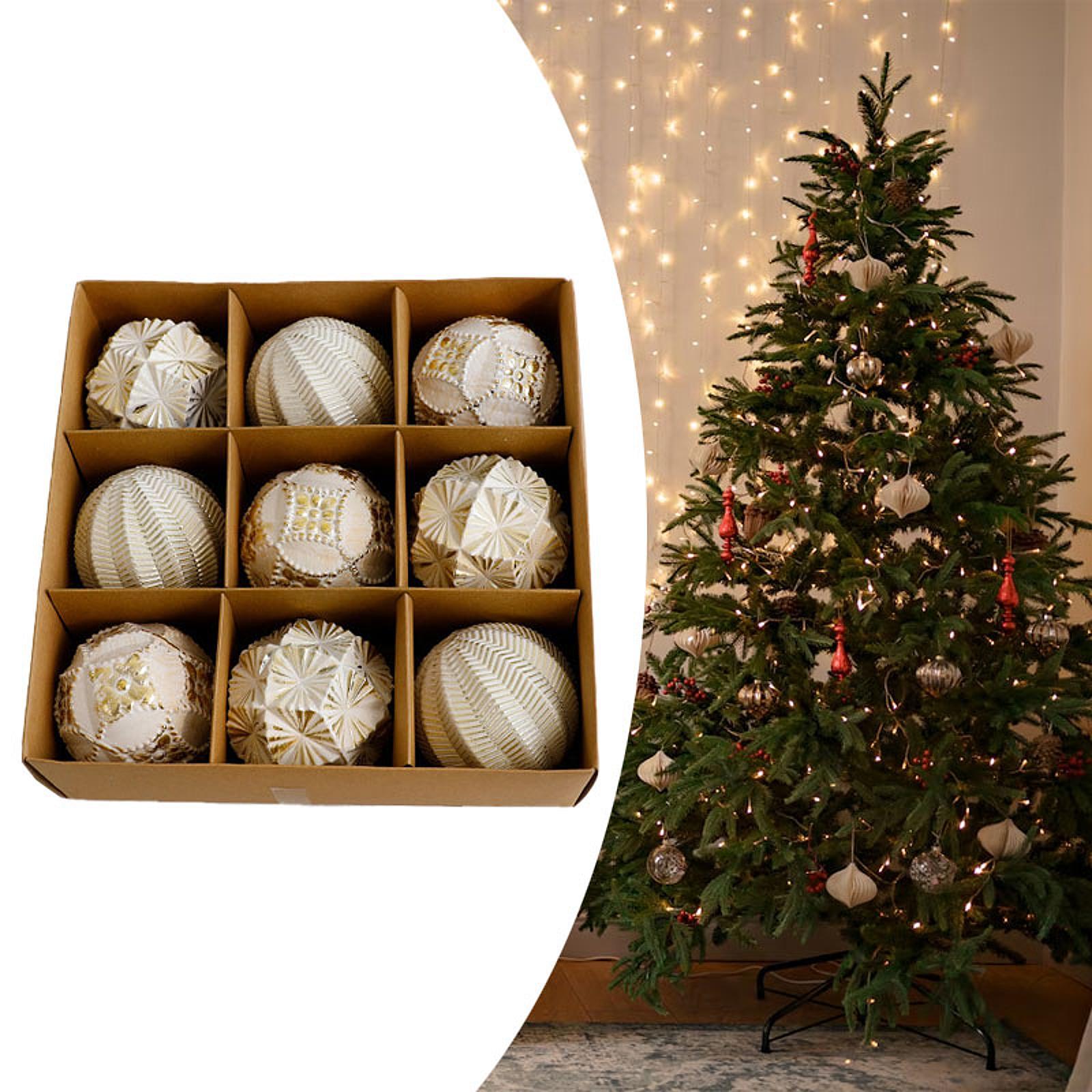 9 Pieces Christmas Ball Ornaments Christmas Tree for Festival Party golden