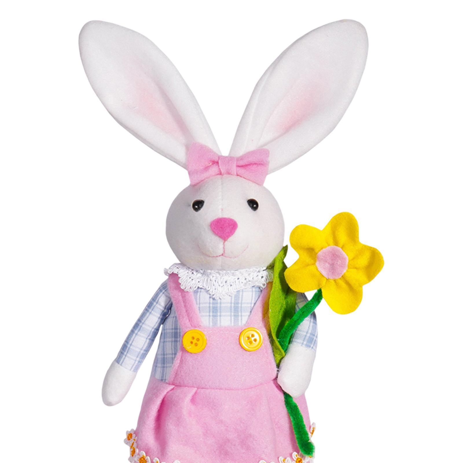 Easter Bunny Doll Ornament Craft Centerpiece for Living Room Shelf