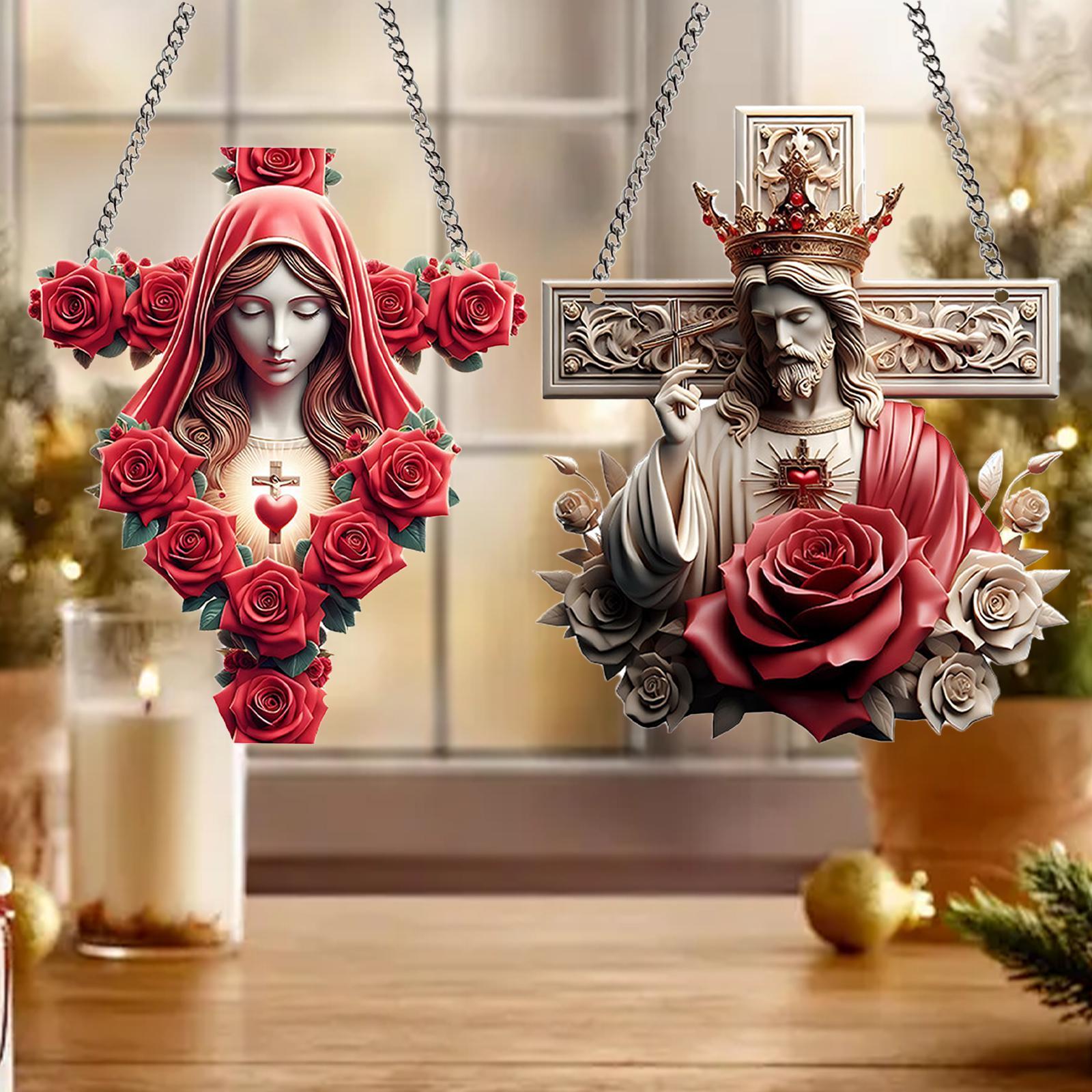 Virgin Mary Window Hanging Ornament Multipurpose Lightweight 2D Flat Acrylic