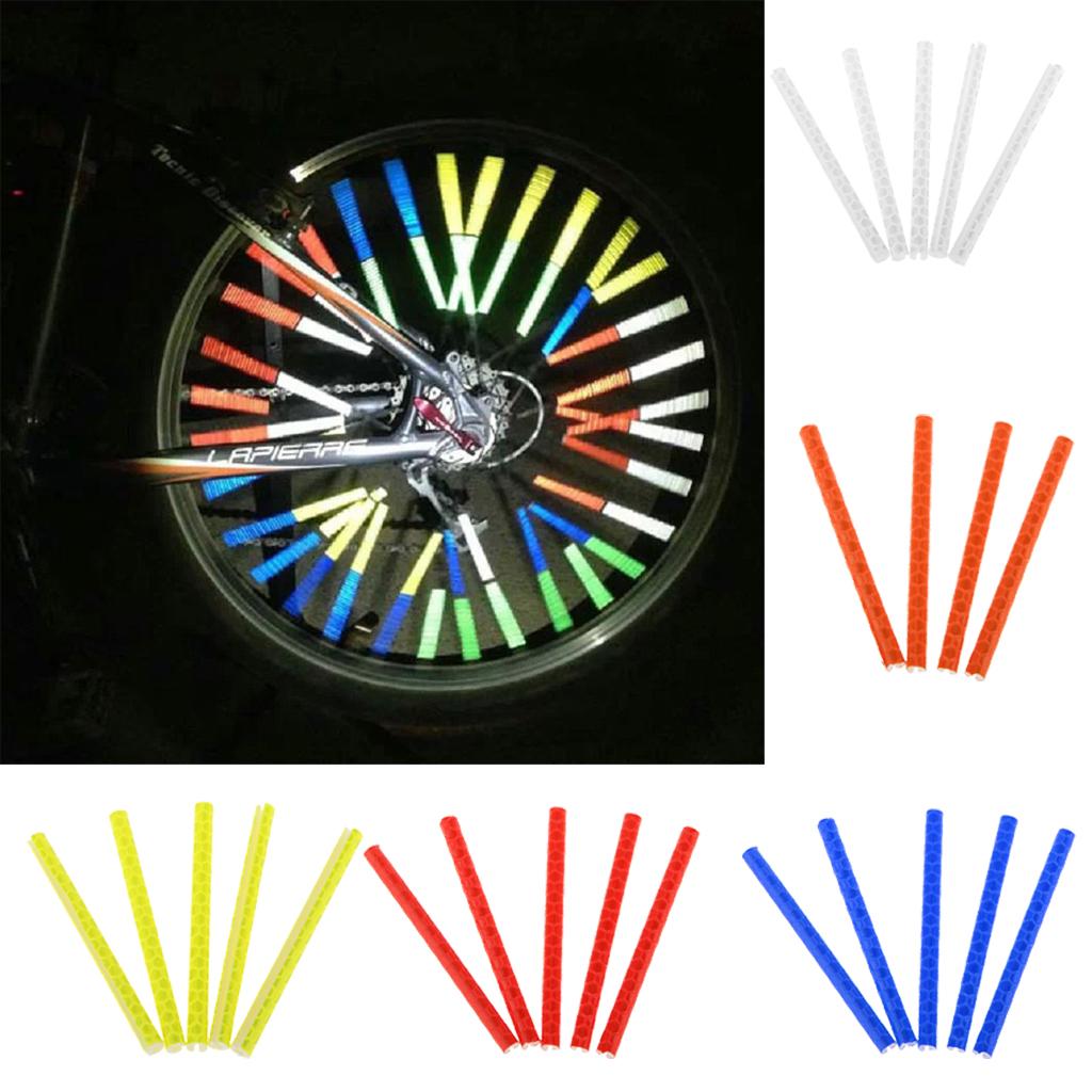 Cycling Wheel Spoke Reflector Reflective Mount Clips Tube Warning Strip