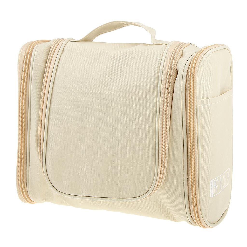 Multifunction Travel Toiletry Wash Cosmetic Bag Makeup Hanging Storage Beige