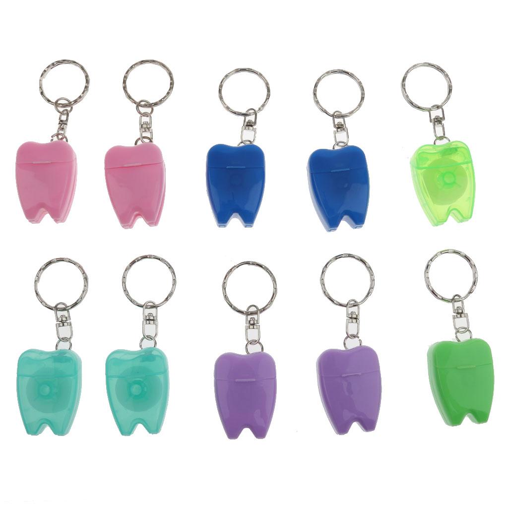 10pcs Portable Dental Floss with Key Chain Teeth Oral Care Gift Mixed Color