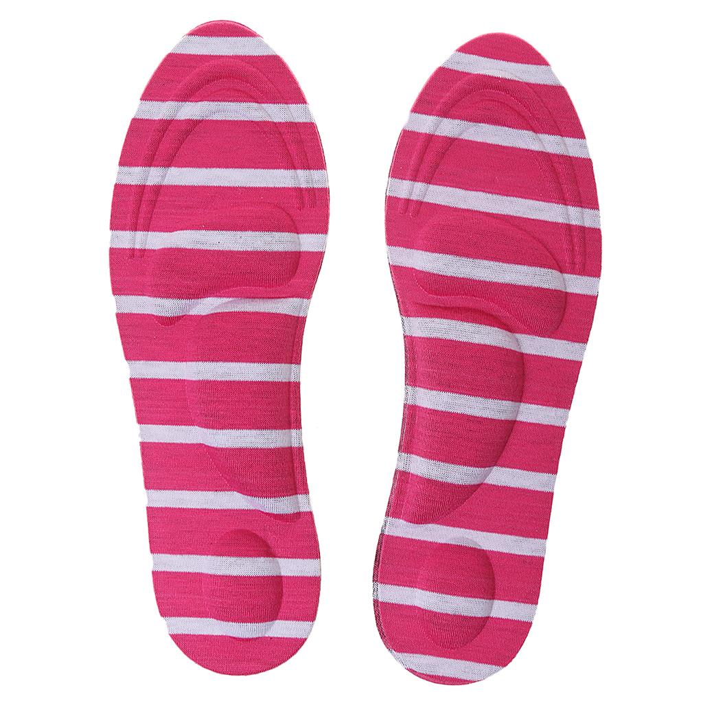 3D Sponge Pain Relief Massage Arch Insoles Shoe Inserts Pink Stripe