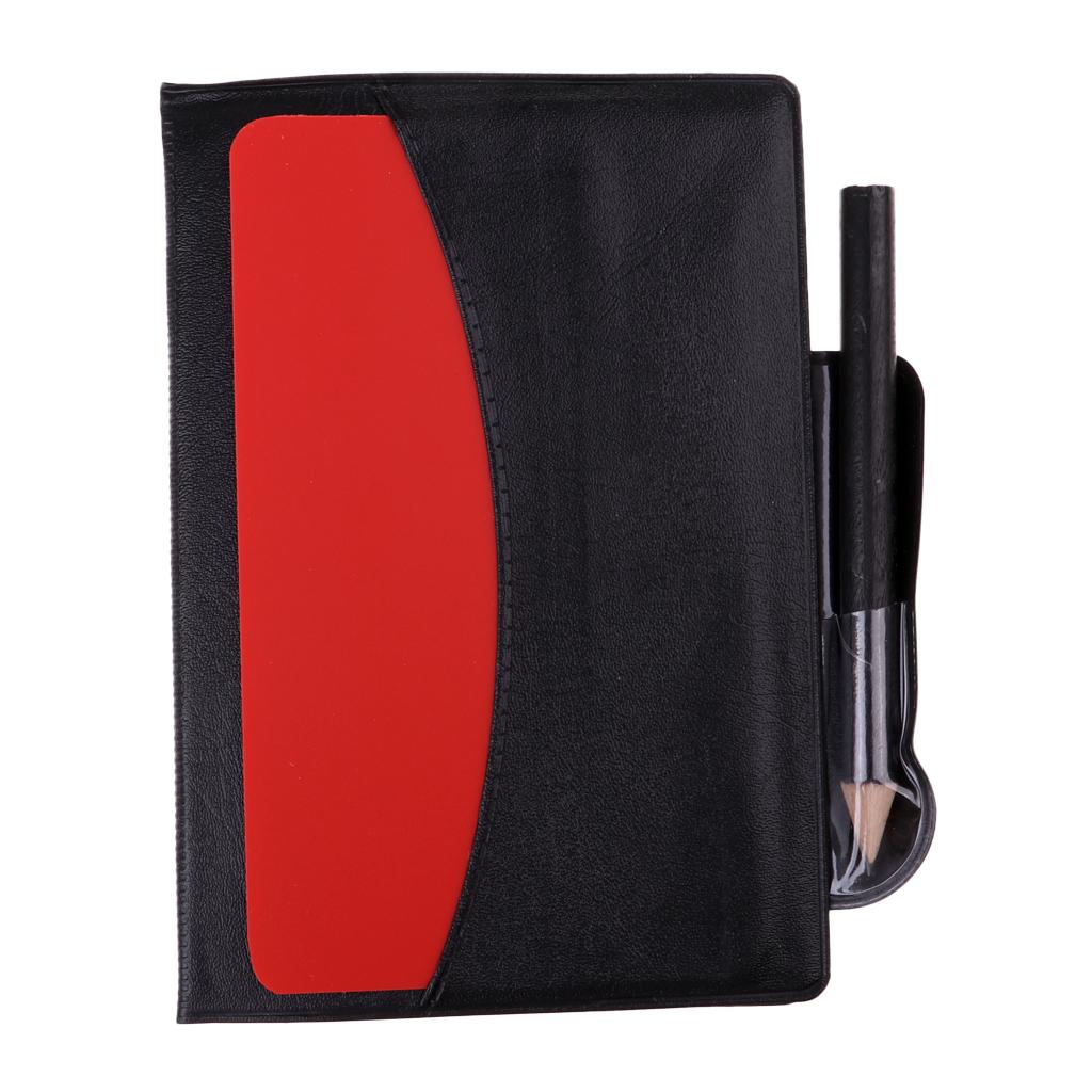 Football Referees Wallet Notebook with Red Yellow Card Pencil & Score Sheet Soccer Score Set