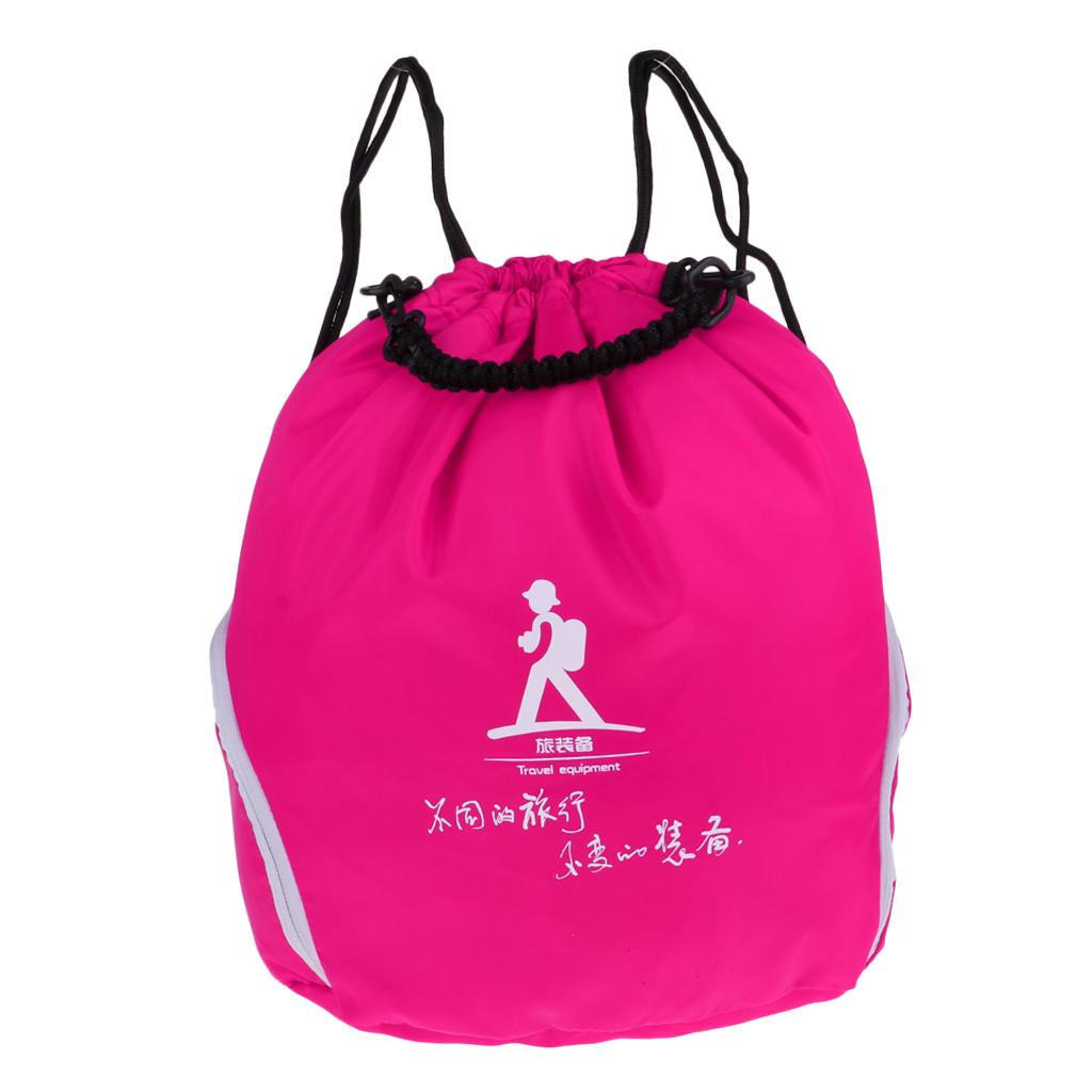Unisex Bag Drawstring Sack Sport Travel Outdoor Backpack Rose Red 