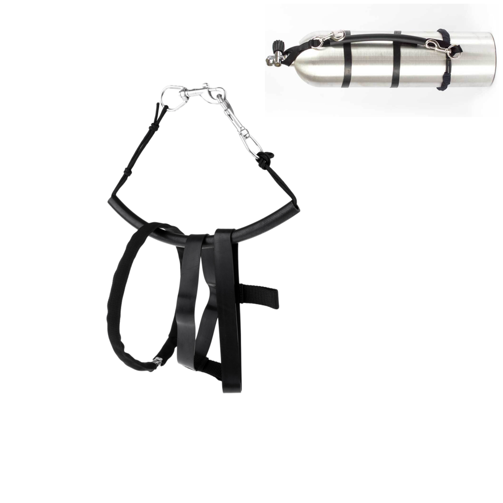 Scuba Diving 6" Tank Side Mount Strap with Band and 2 Stainless Steel Clips