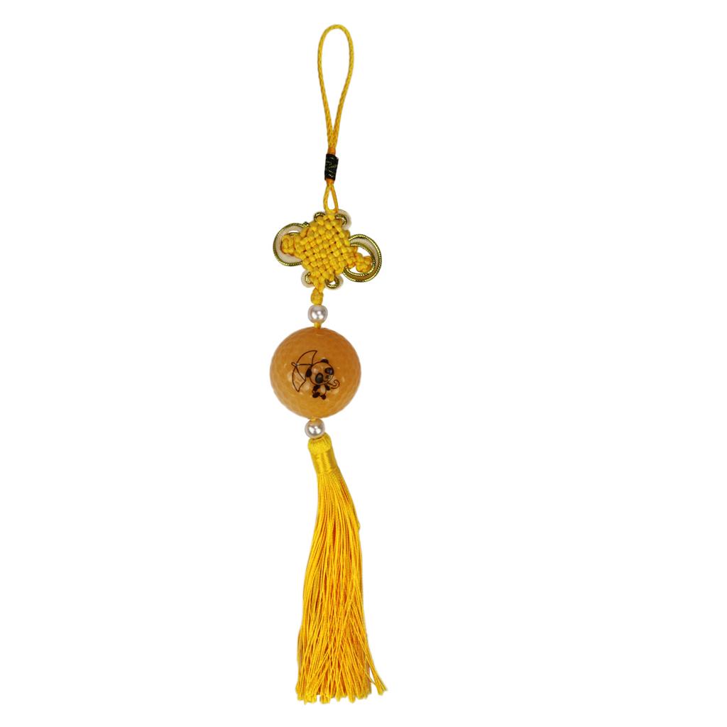 Chinese Knot with Golf Ball Home Car Home Hanging Ornament Gift Yellow