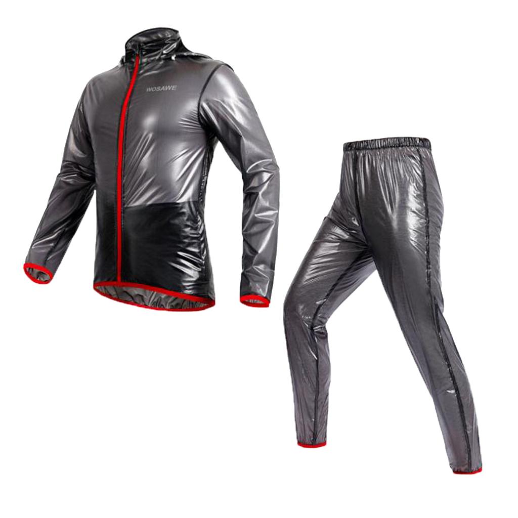 Adult Outdoor Waterproof Riding Cycling Bike Rain Suit Jackets Pants Set S