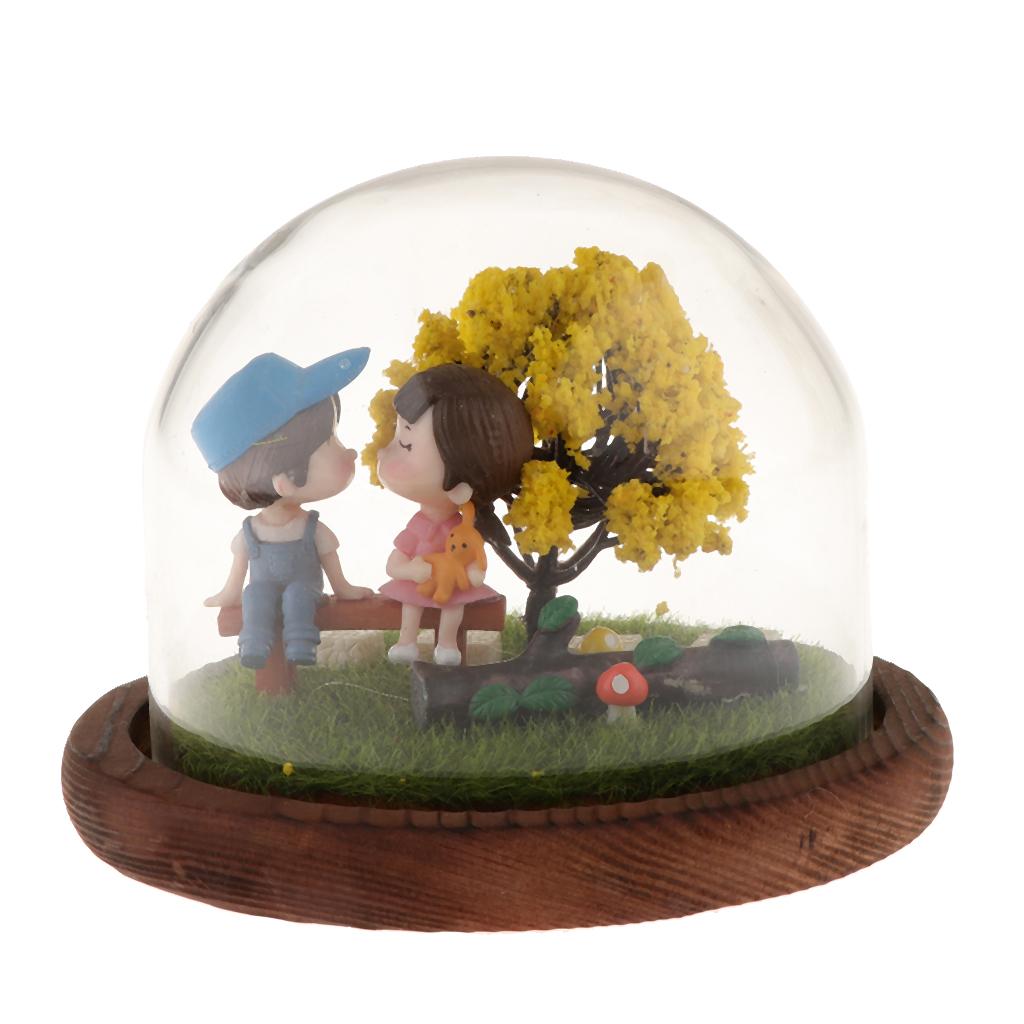 Glass Cover Miniature Landscape Ornament Valentines Day Gift Romantic A