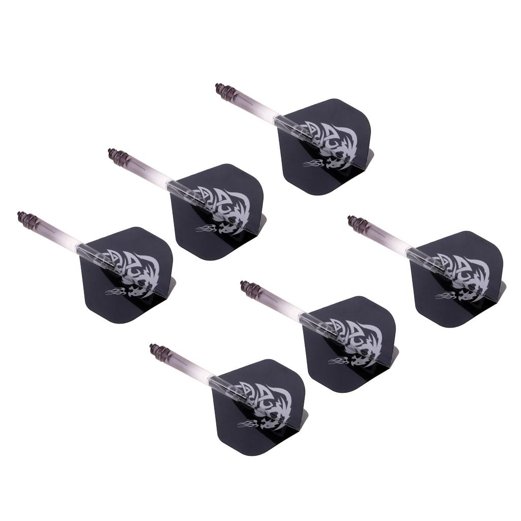 6pcs 2BA Thread Dart Shafts with Tails Darts Flights Replacement Black